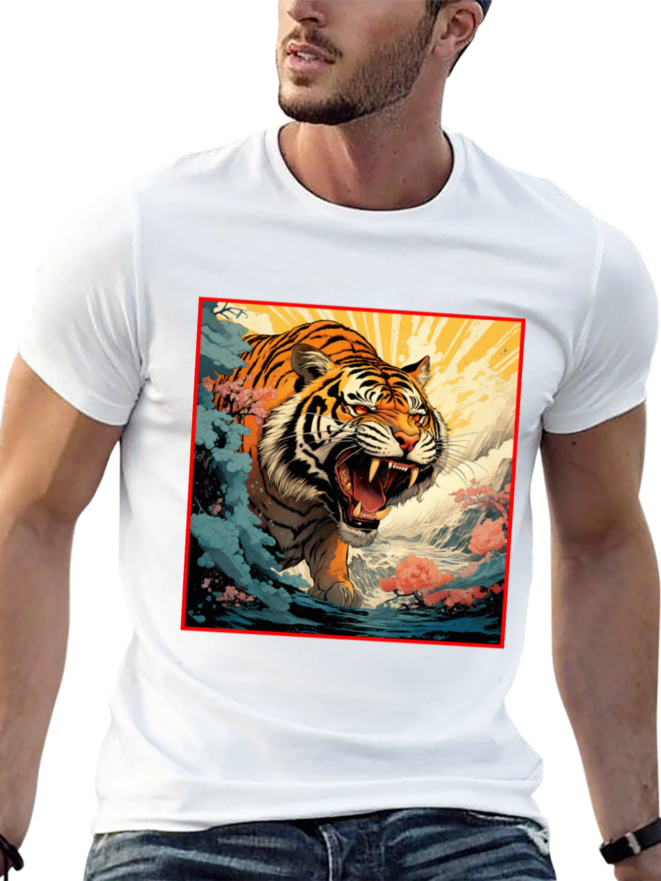 Black Tiger Graphic Black T-Shirt | Bold Animal Print Tee view 13