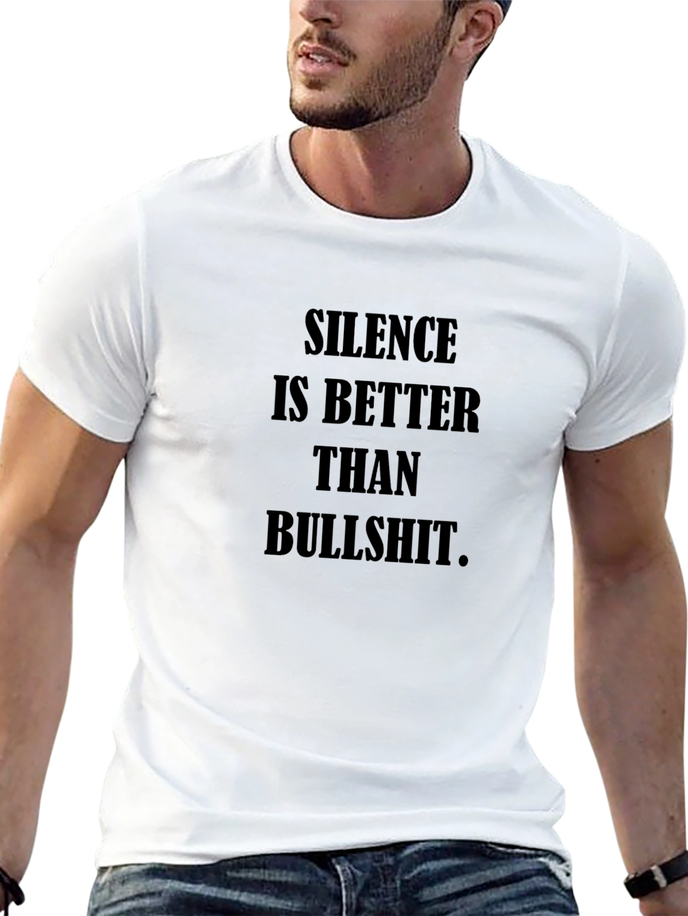 Black Silence is Better T-Shirt - Black Crew Neck view 13