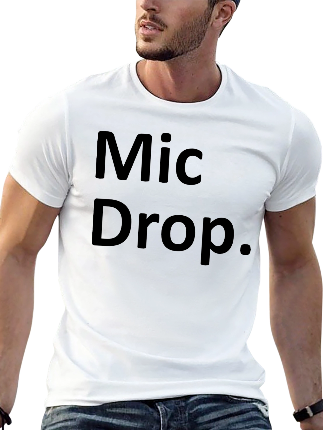 Black Mic Drop Statement Tee - Black Casual T-Shirt view 13