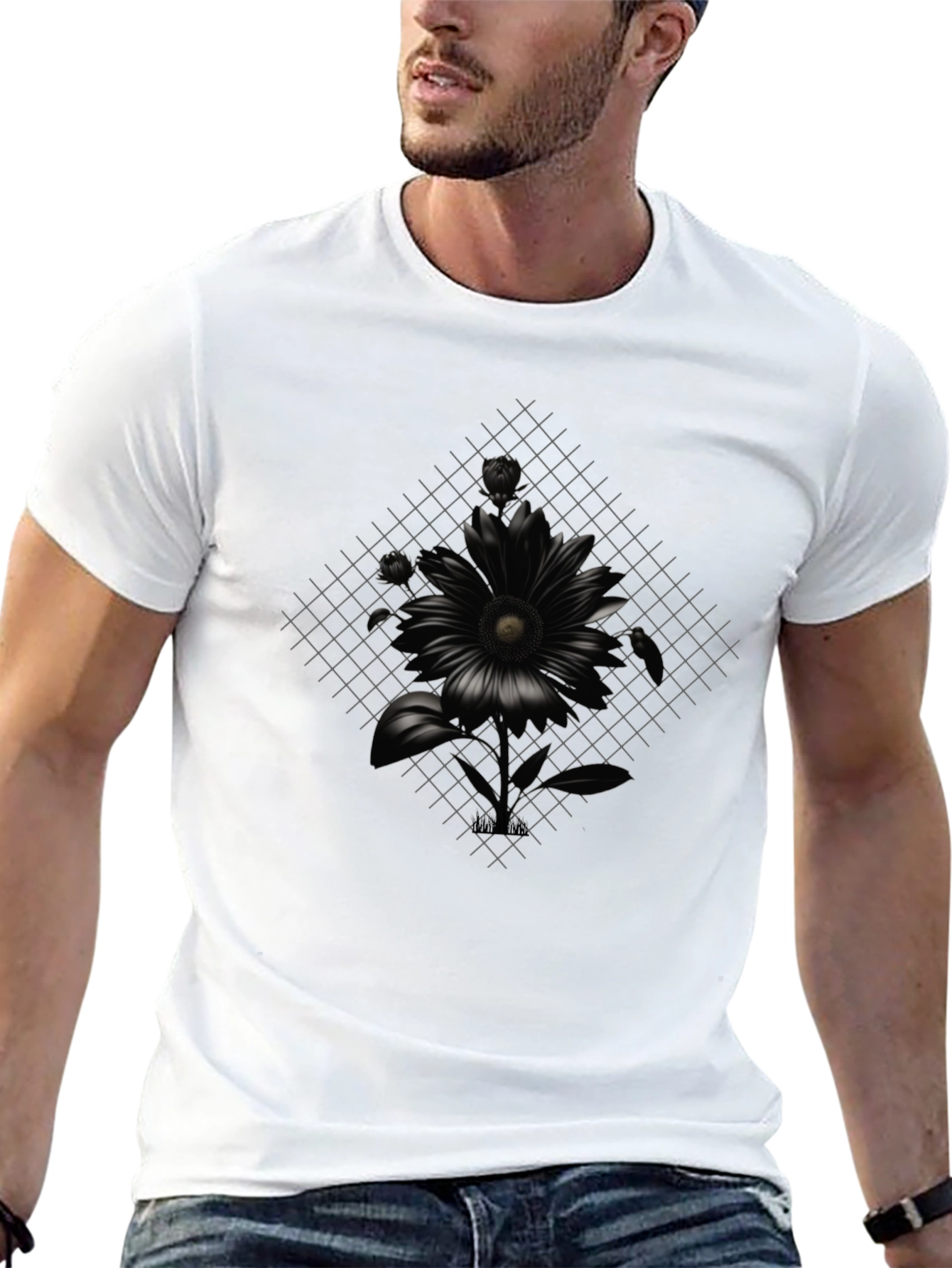 Black Black Flower Graphic Tee view 13