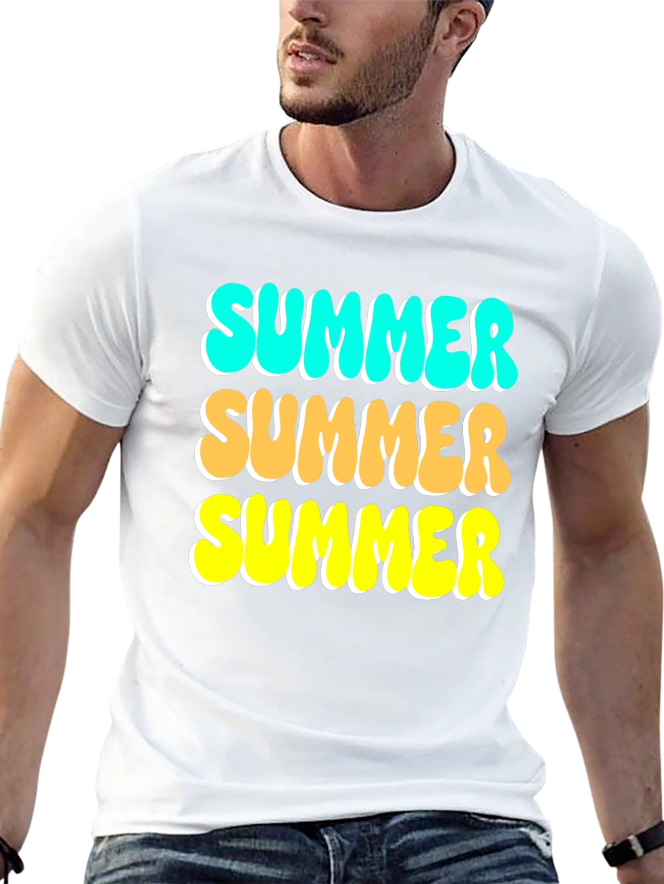Black Summer T-Shirt - Funky Retro Design view 13