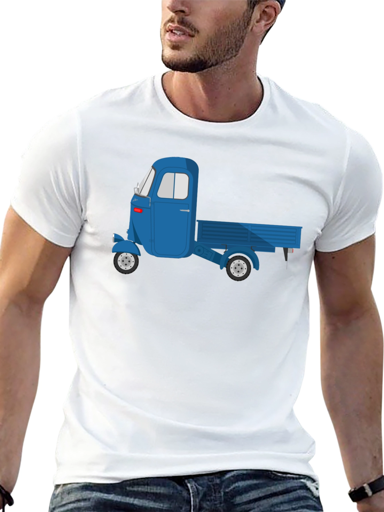 Black Blue Three-Wheeled Truck Graphic T-Shirt view 13
