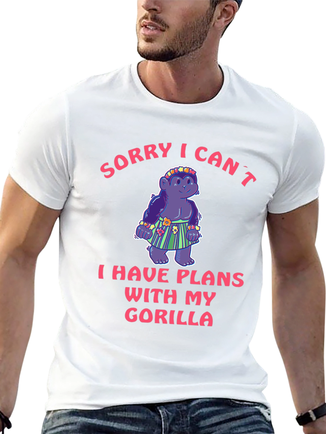 Black Funny Gorilla Plans Graphic Tee - Soft Cotton Unisex T-Shirt view 13