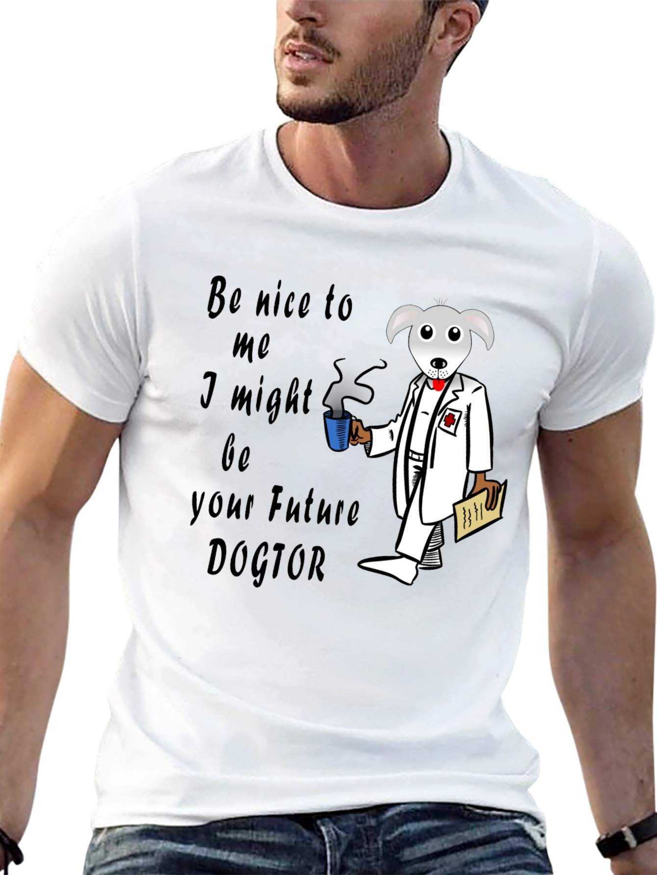 Black Future Doctor Dog T-Shirt view 13
