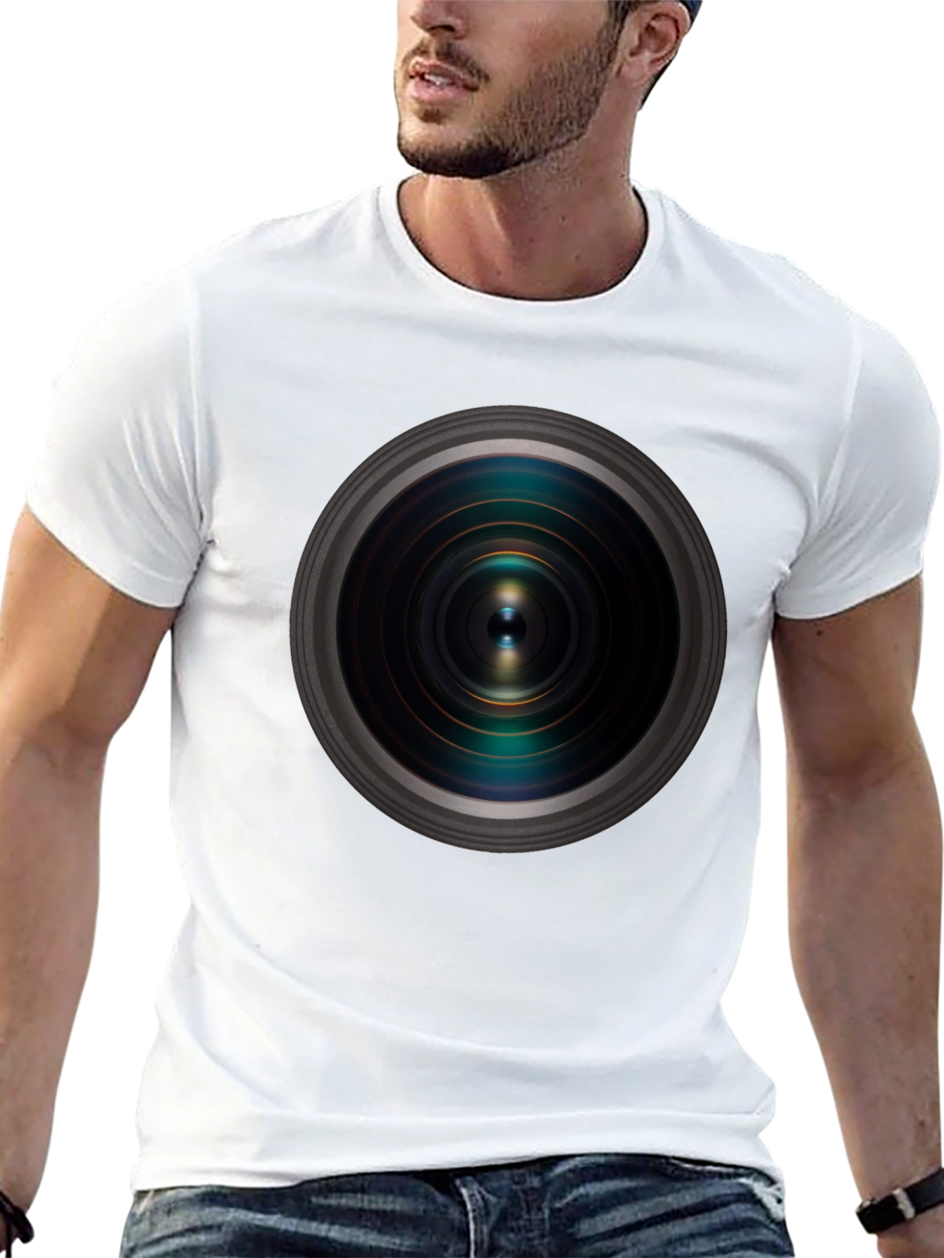 Black Camera Lens Graphic Black T-Shirt view 13