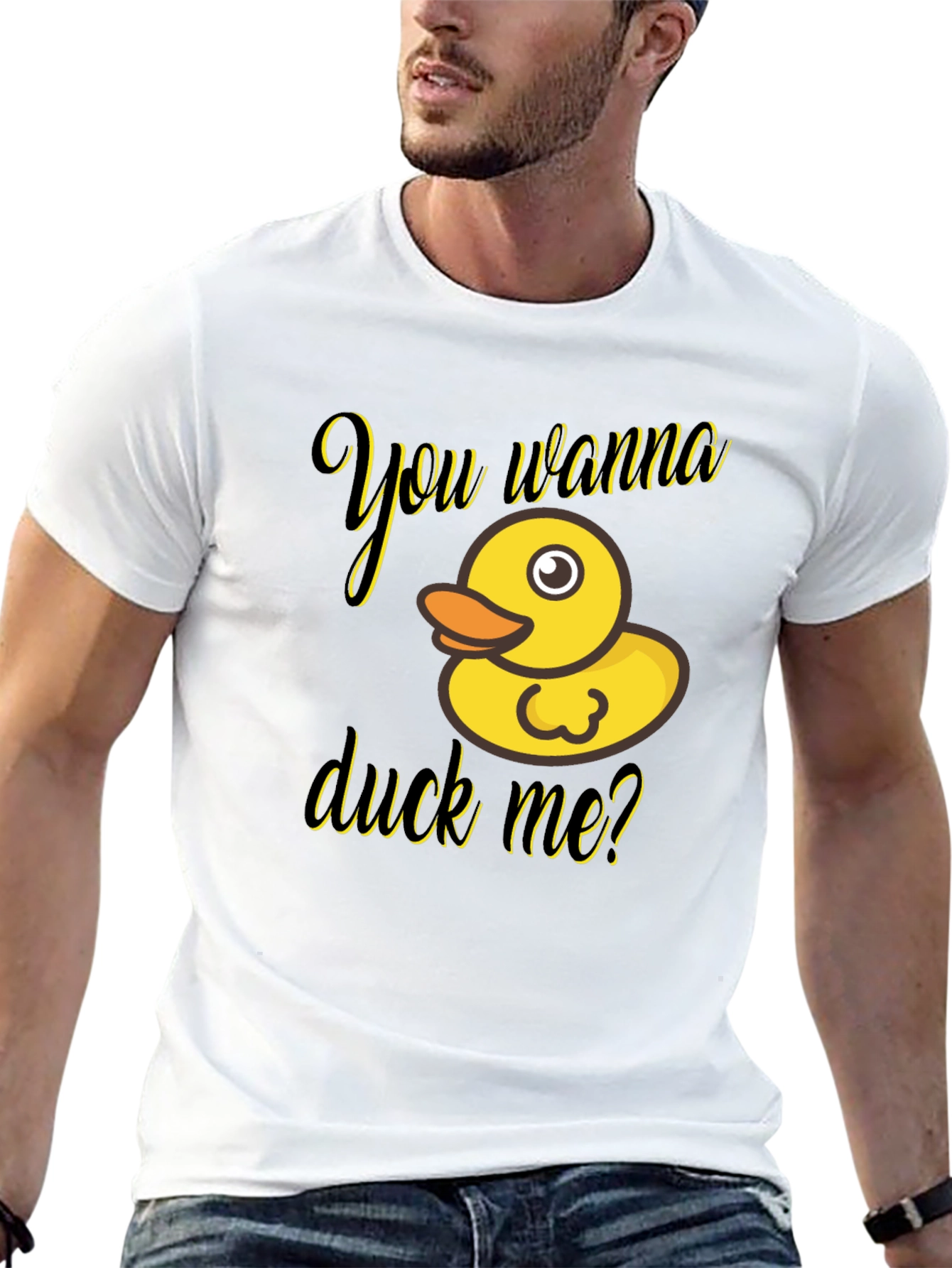 Black You Wanna Duck Me? Novelty T-Shirt view 13