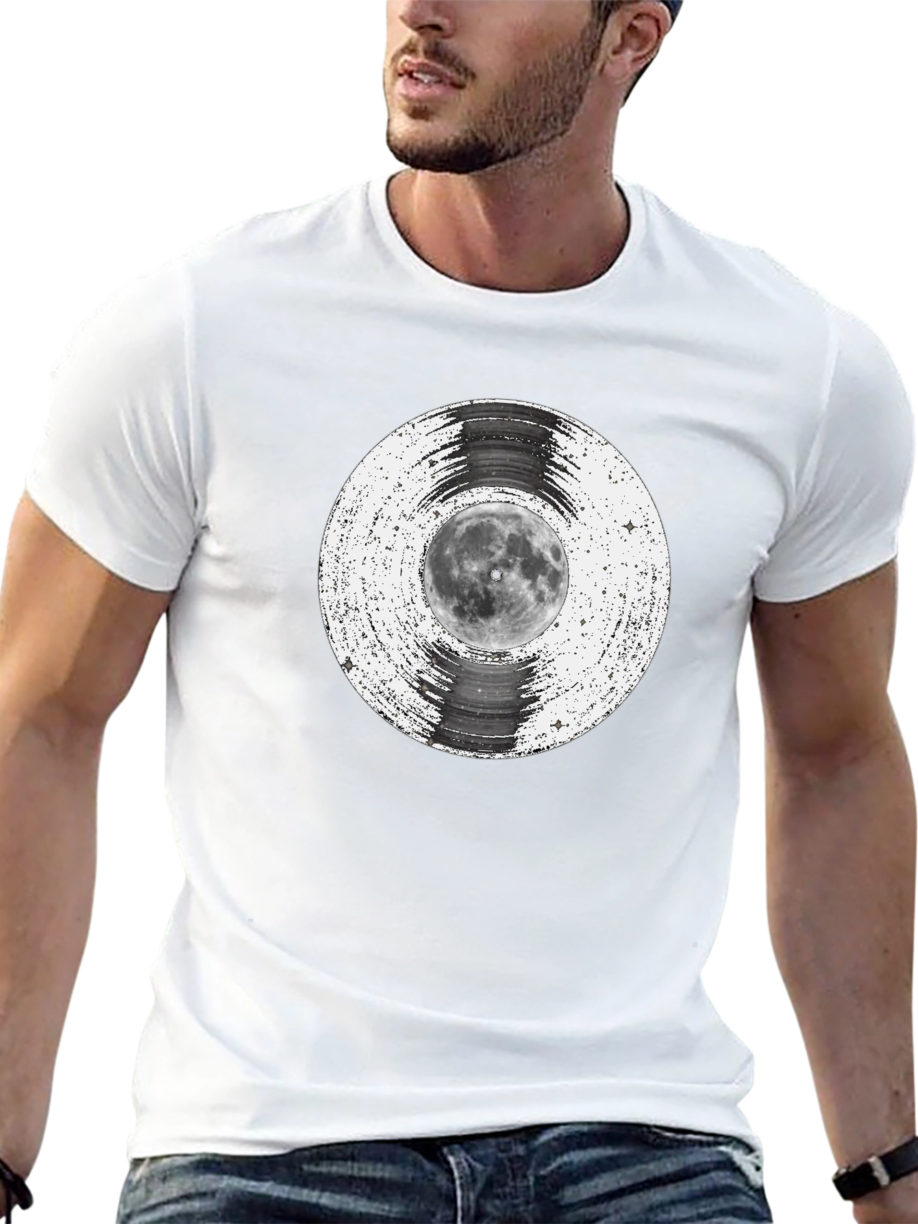 Black Moon Vinyl Record Graphic Tee - Black view 13