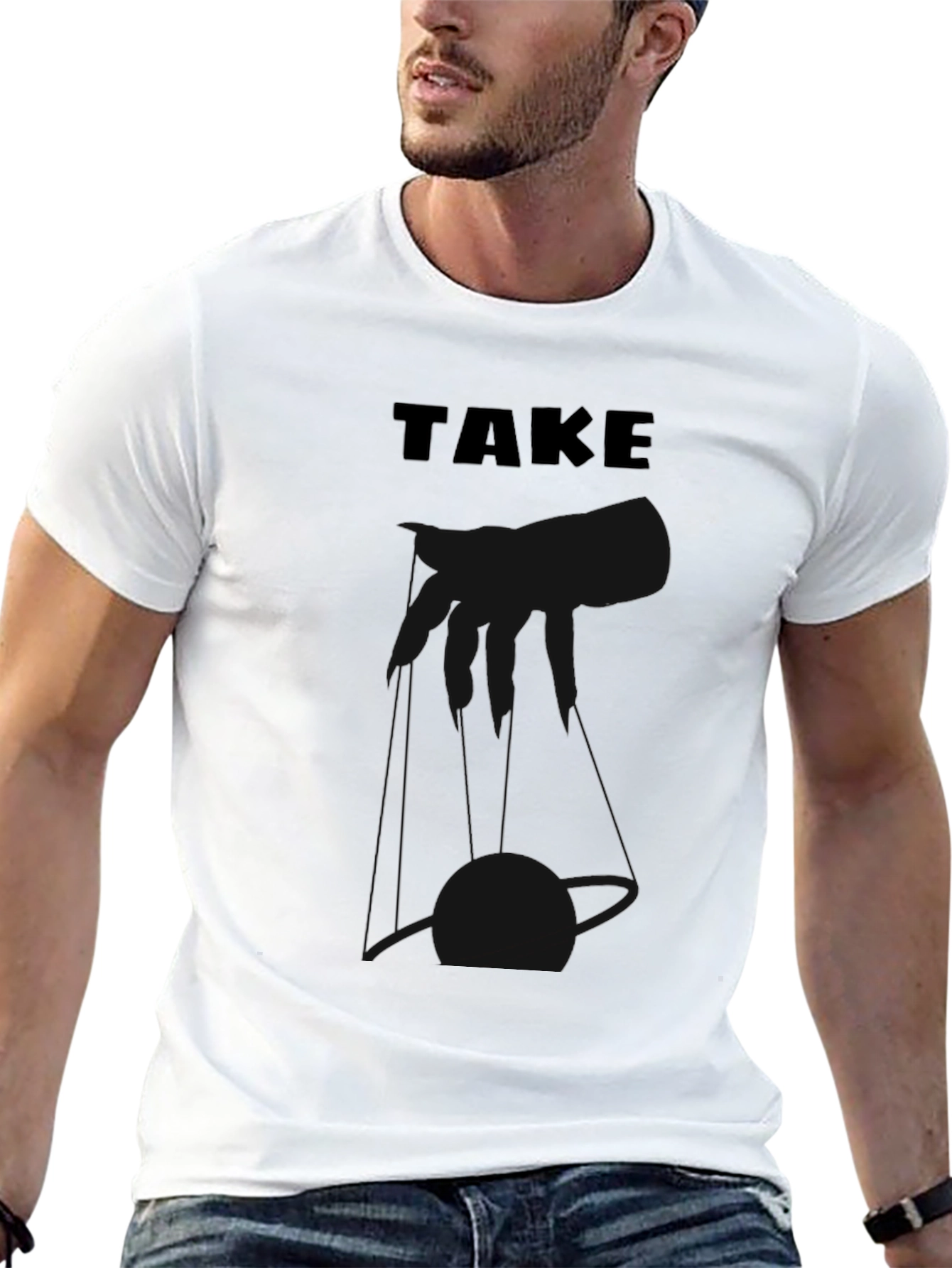 Black Men's Black "TAKE" Graphic Tee Shirt view 13