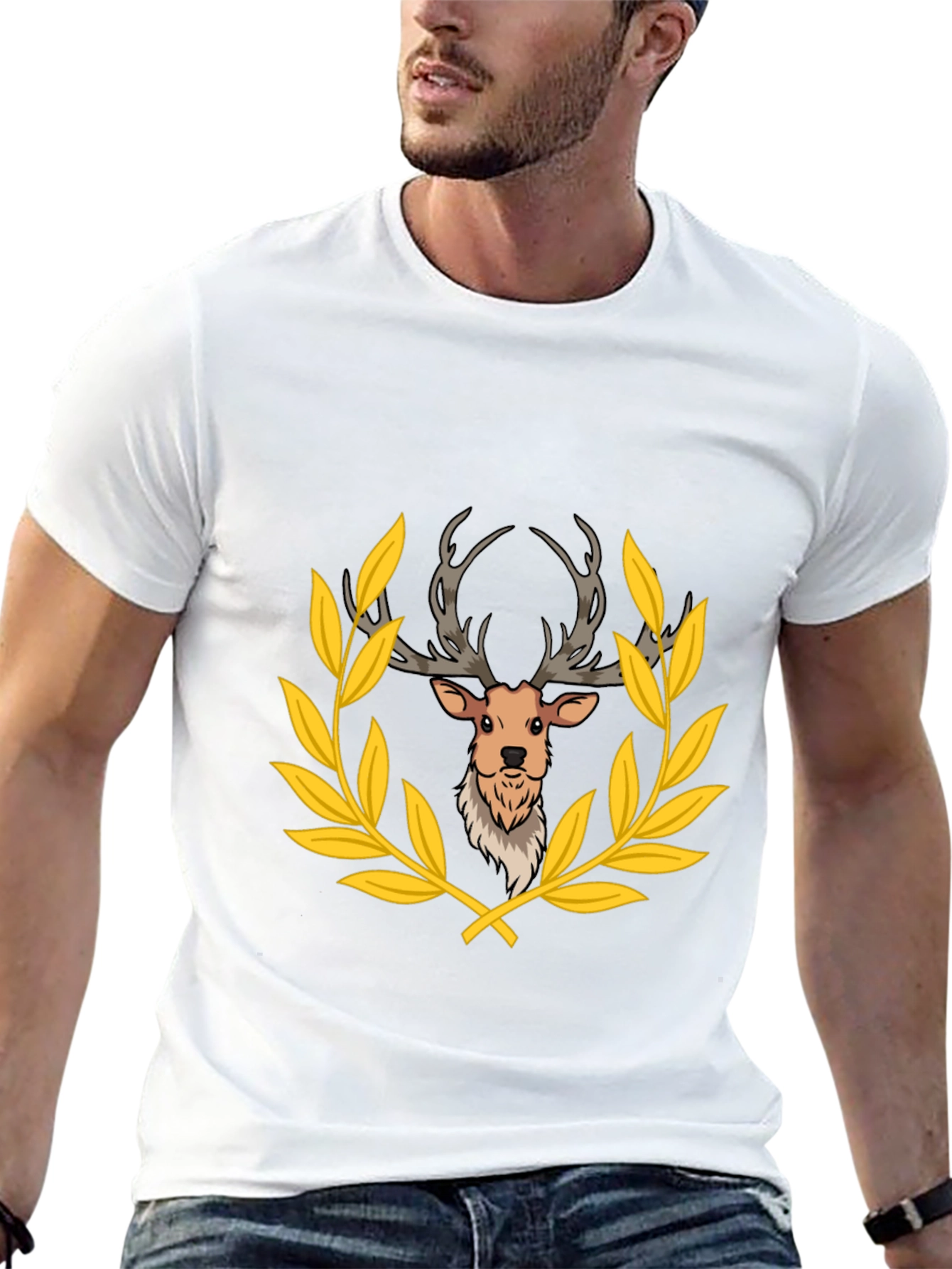 Black Deer Laurel Wreath Black T-Shirt view 13