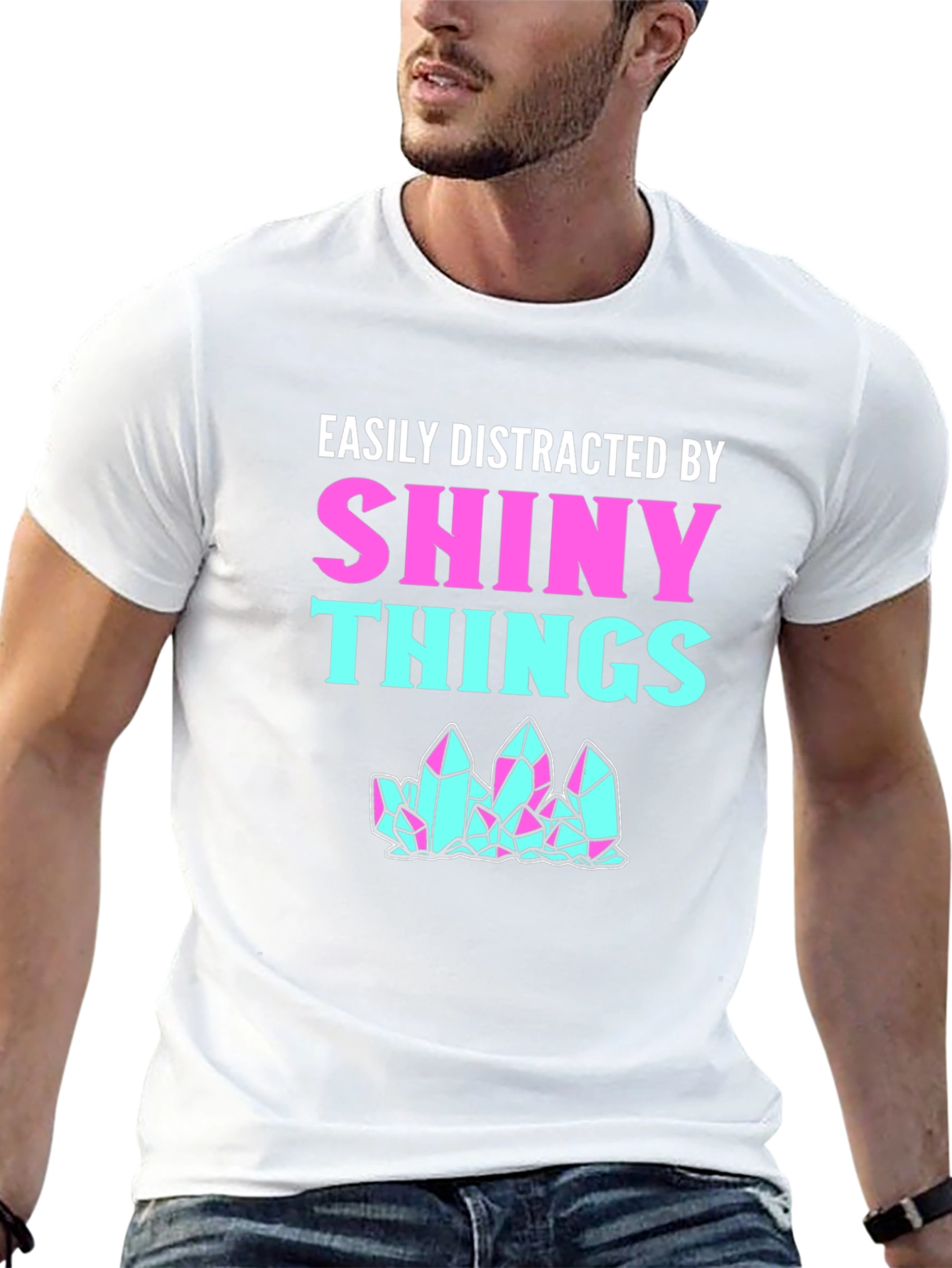 Black Easily Distracted By Shiny Things T-Shirt view 13