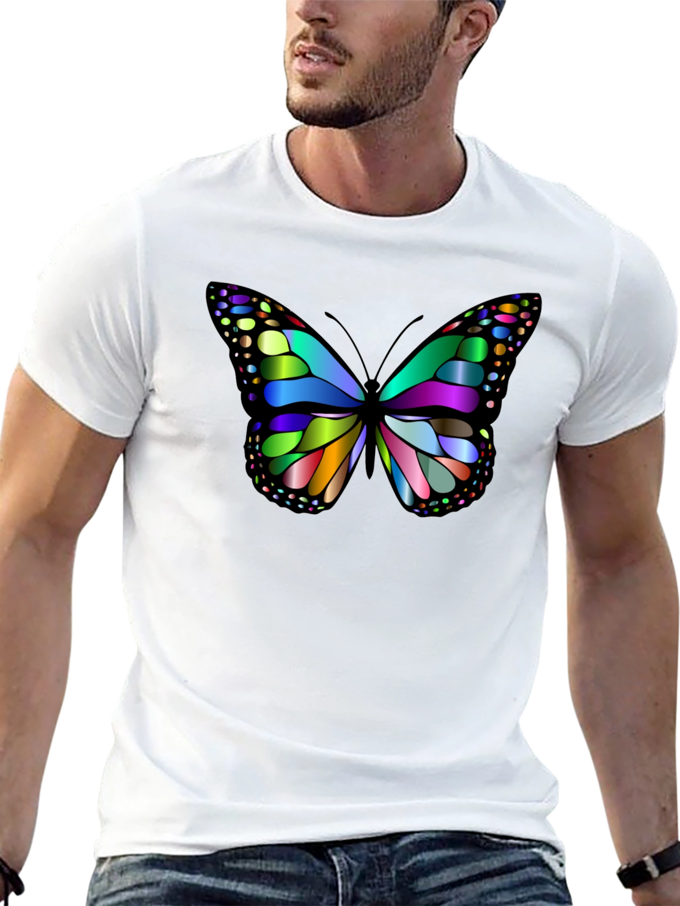 Black Butterfly Graphic Tee - Vivid Colors, Soft Fabric view 13