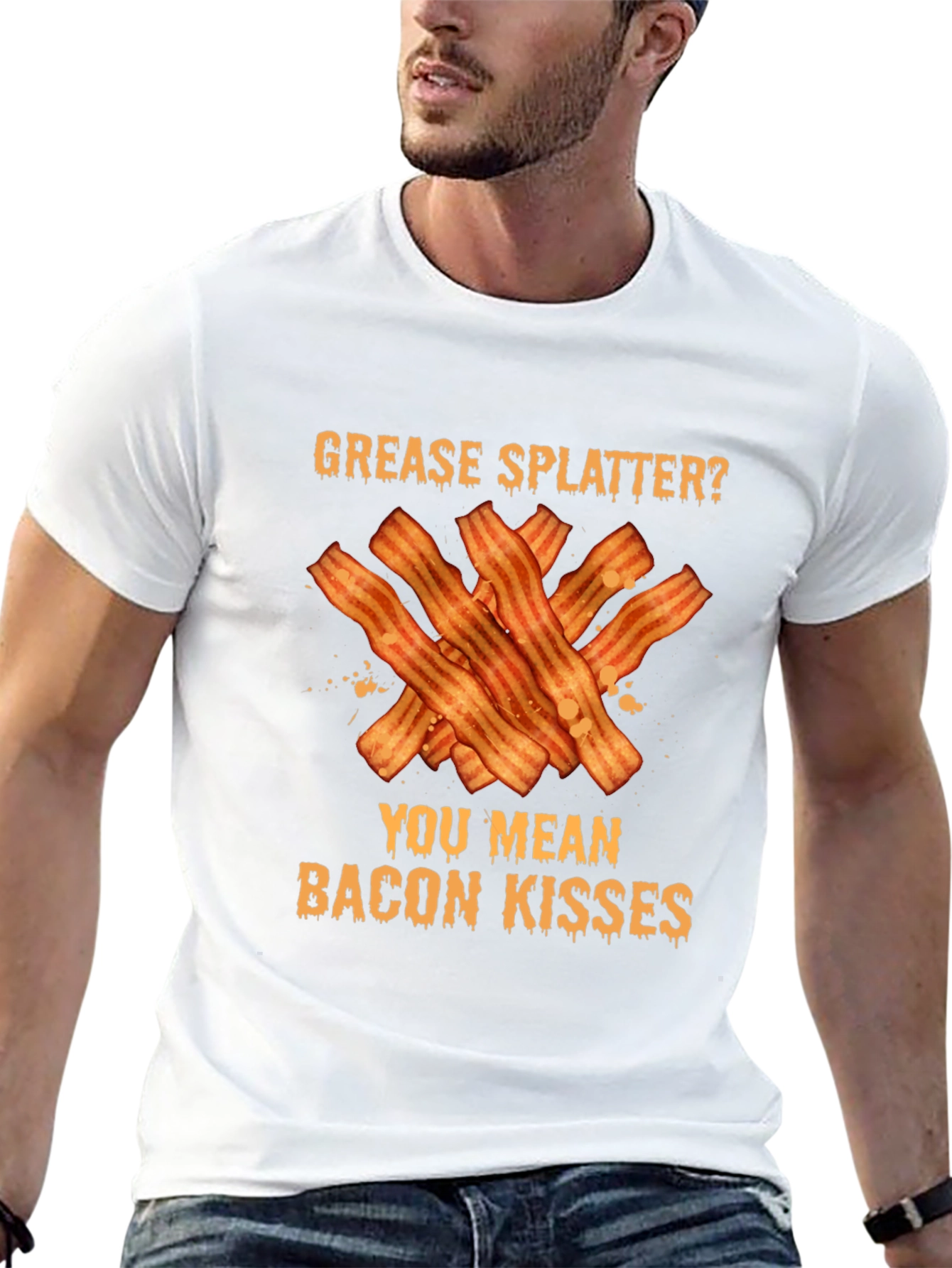 Black Bacon Kisses Graphic Tee - Novelty Food Lover T-Shirt view 13