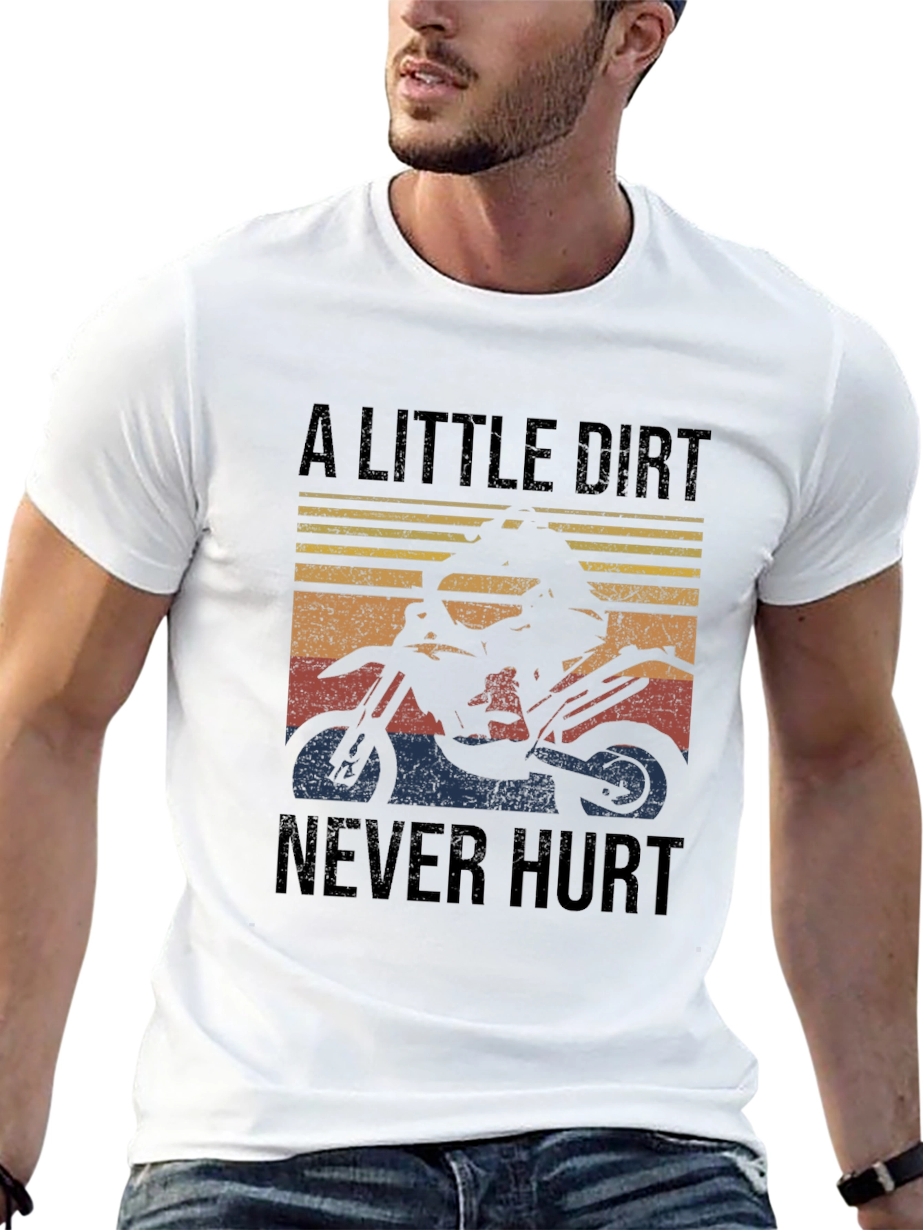Black A Little Dirt Never Hurt Black T-Shirt - Motocross Rider Design view 13