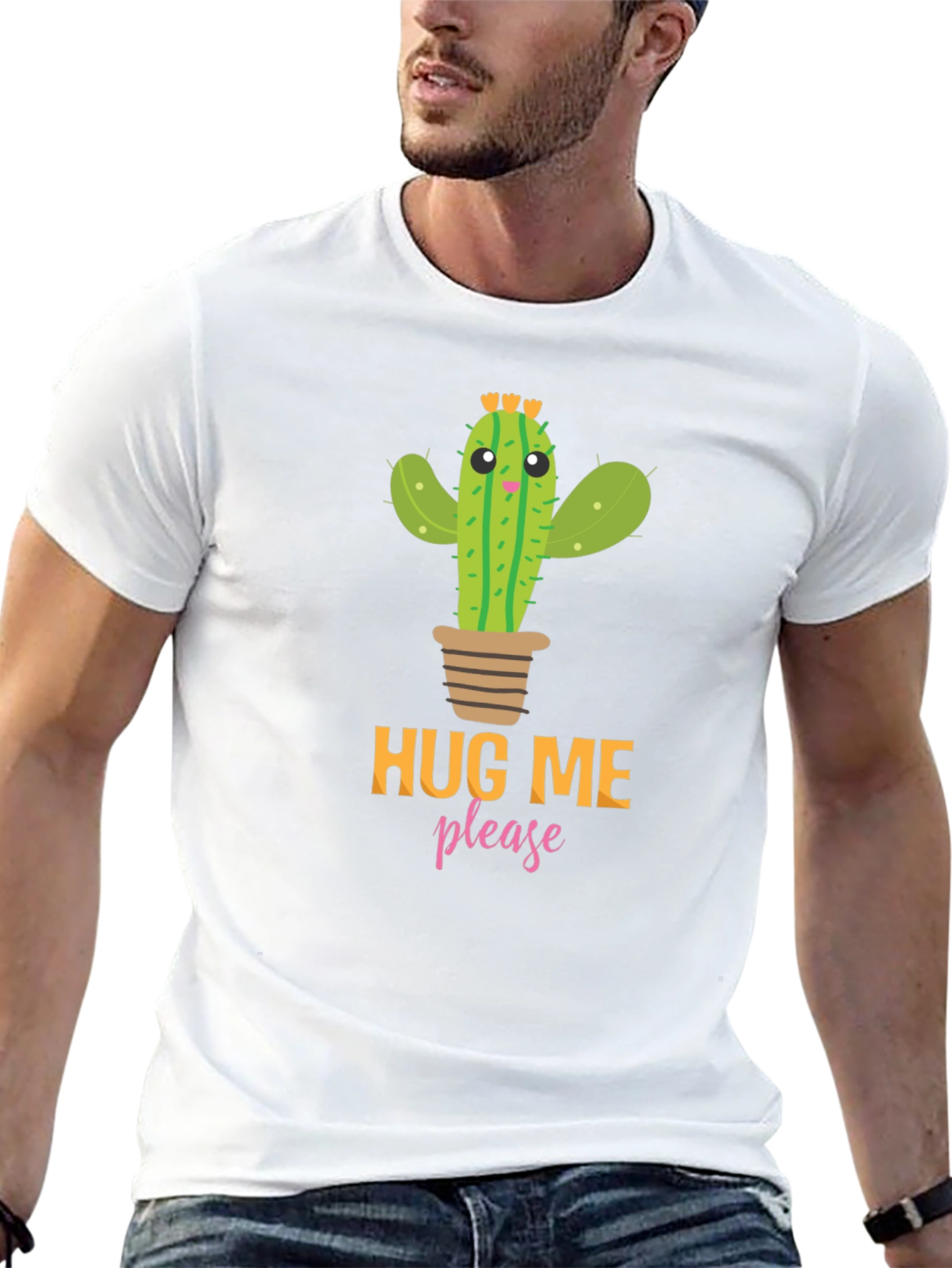 Black Hug Me Please Cactus Graphic Tee - Black view 13
