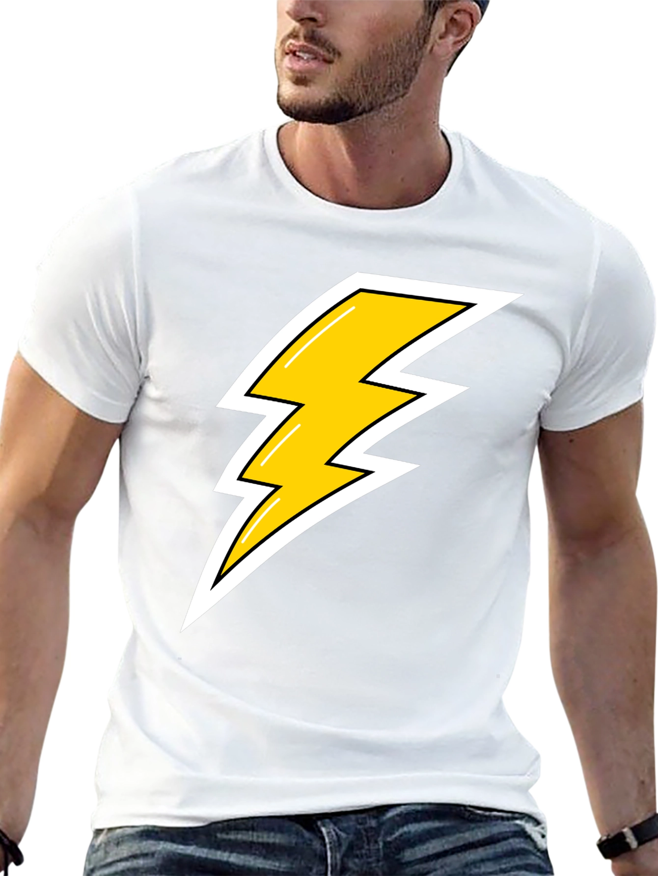 Black Black T-Shirt with Lightning Bolt Graphic view 13