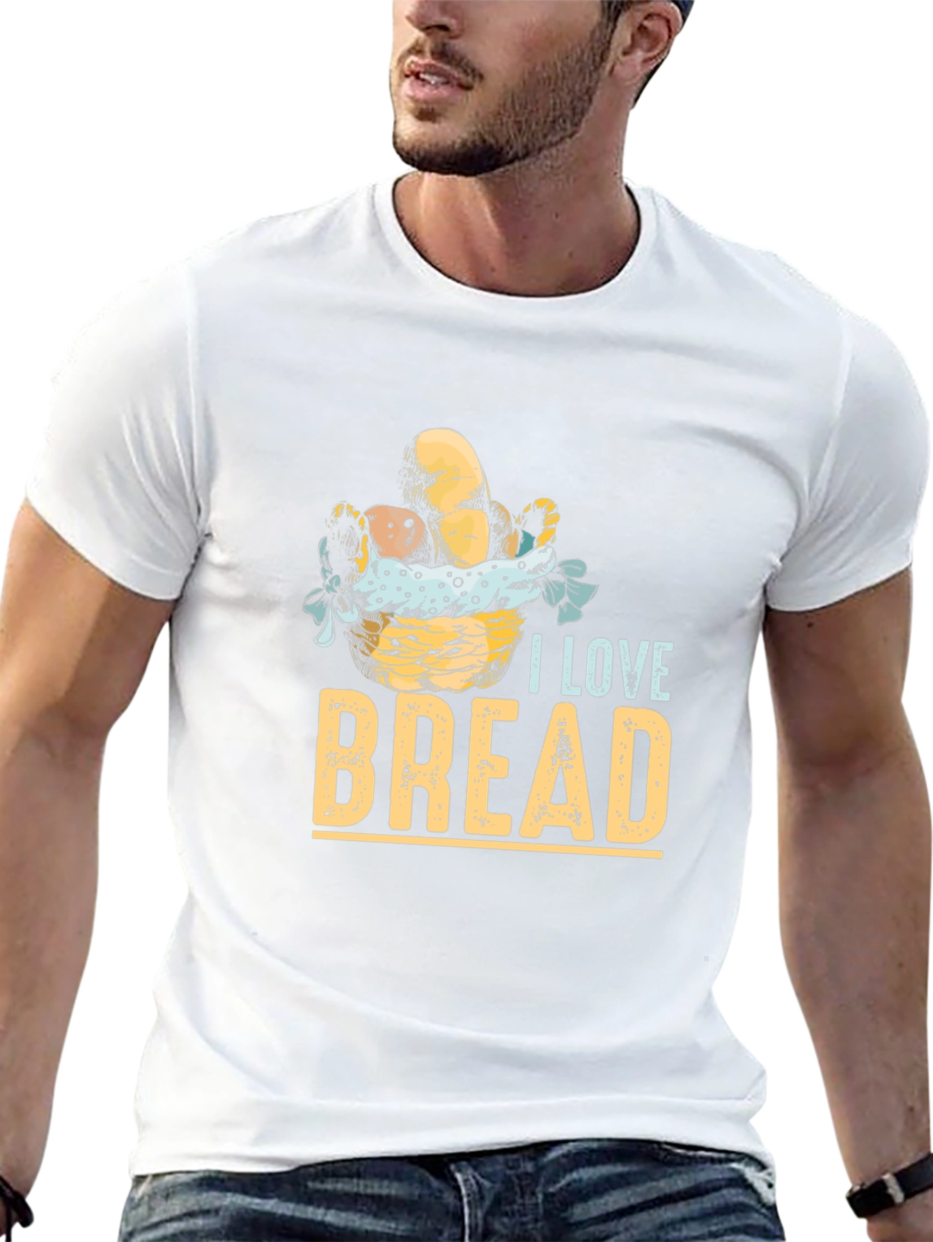 Black I Love Bread Graphic Tee - Unisex Casual T-Shirt view 13