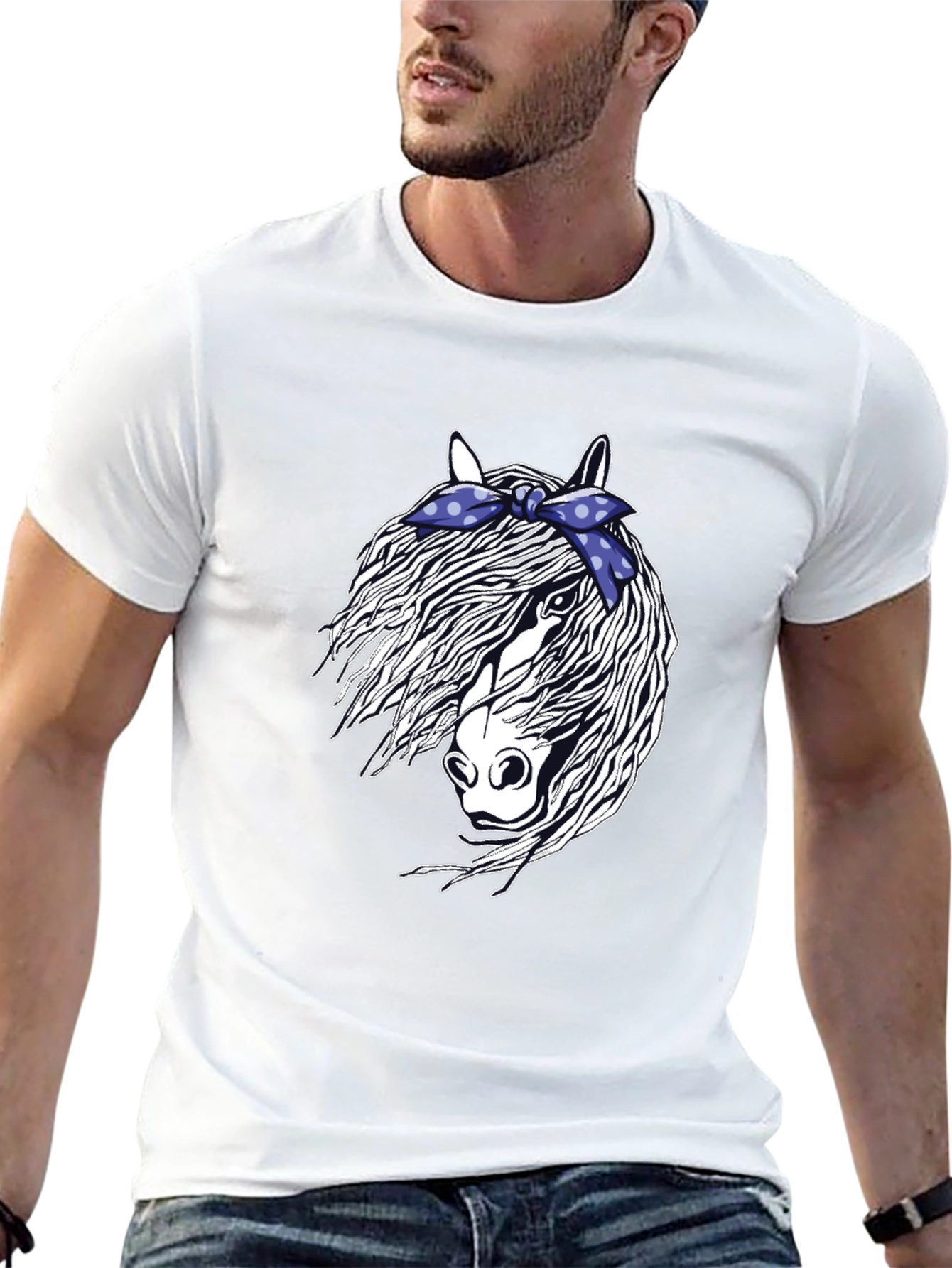 Black Horse with Bandana Graphic Tee view 13