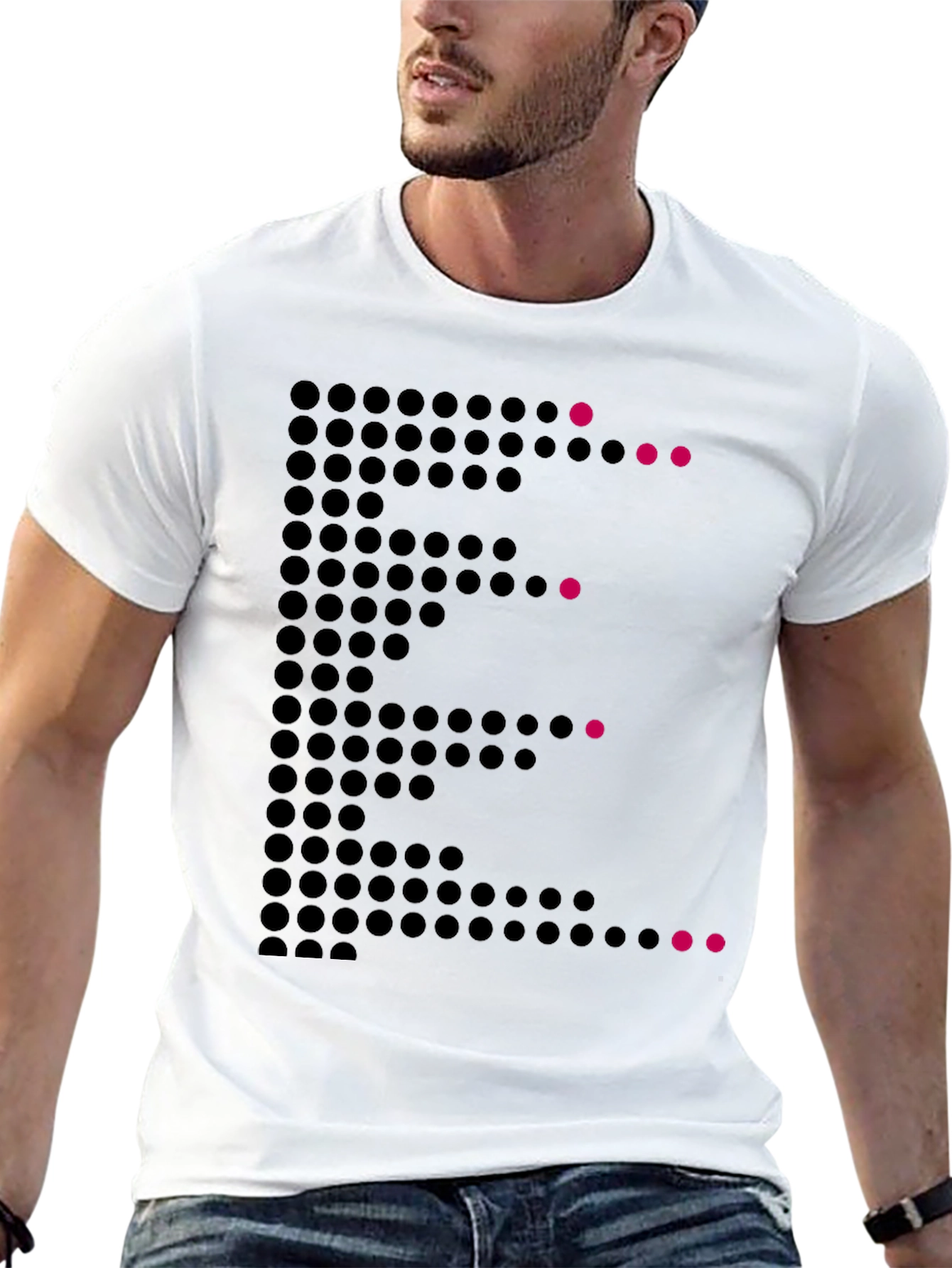 Black Dot Matrix E Graphic Tee - Modern Men's T-Shirt view 13