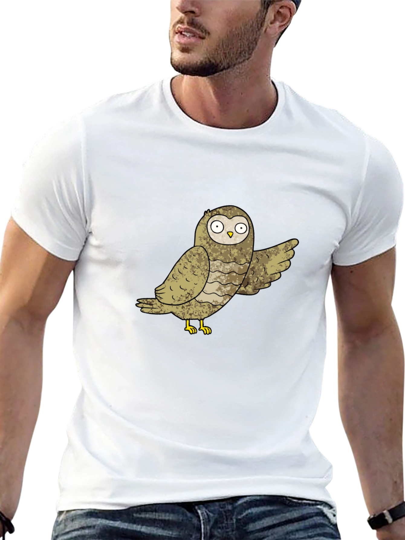 Black Owl Graphic Print Black T-Shirt view 13