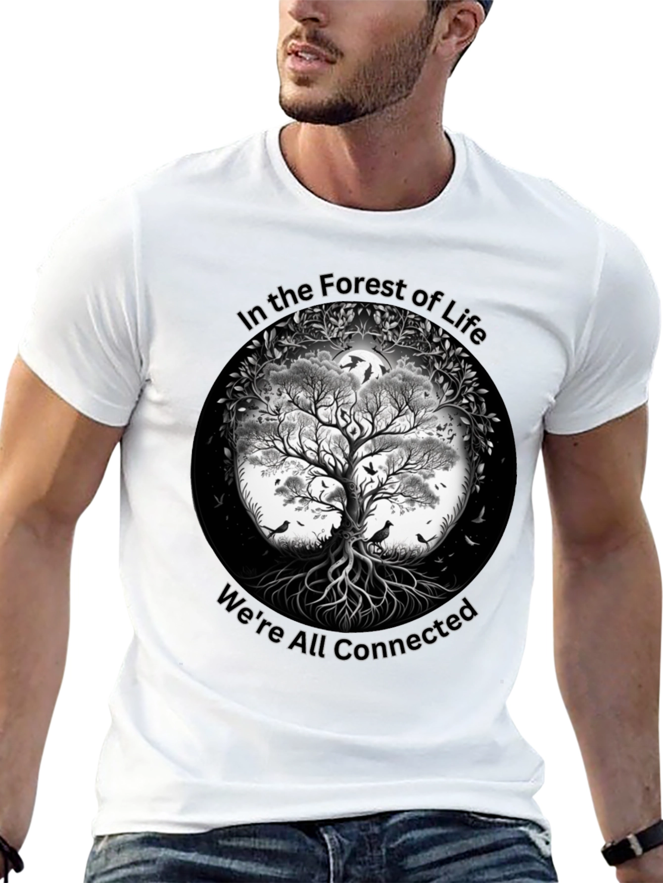 Black In the Forest of Life T-Shirt - Tree Design view 13