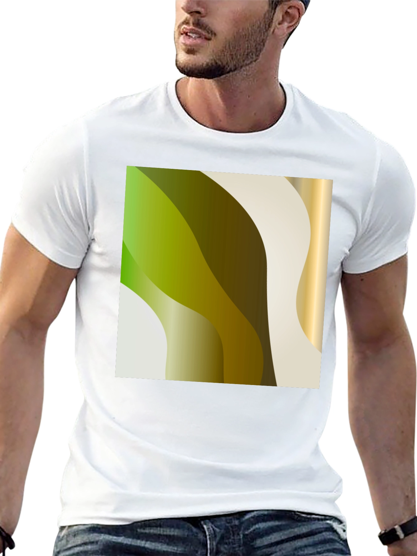 Modern Abstract Wave Graphic Tee - Black - 13