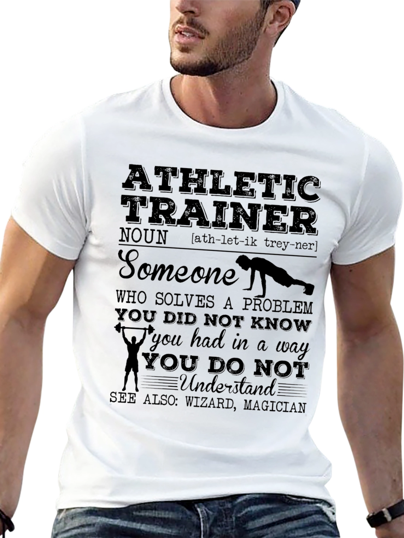 Black Athletic Trainer Definition T-Shirt view 13