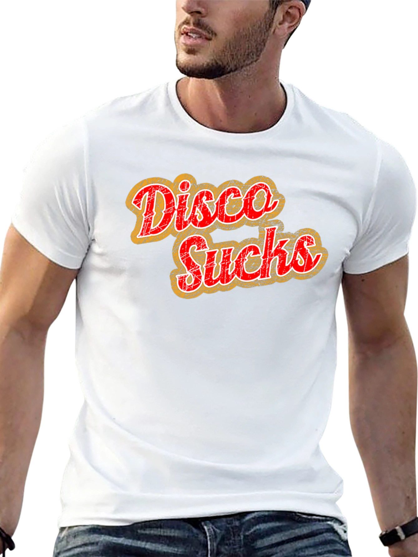 Black Disco Sucks Graphic Tee - Retro Style Black T-Shirt view 13