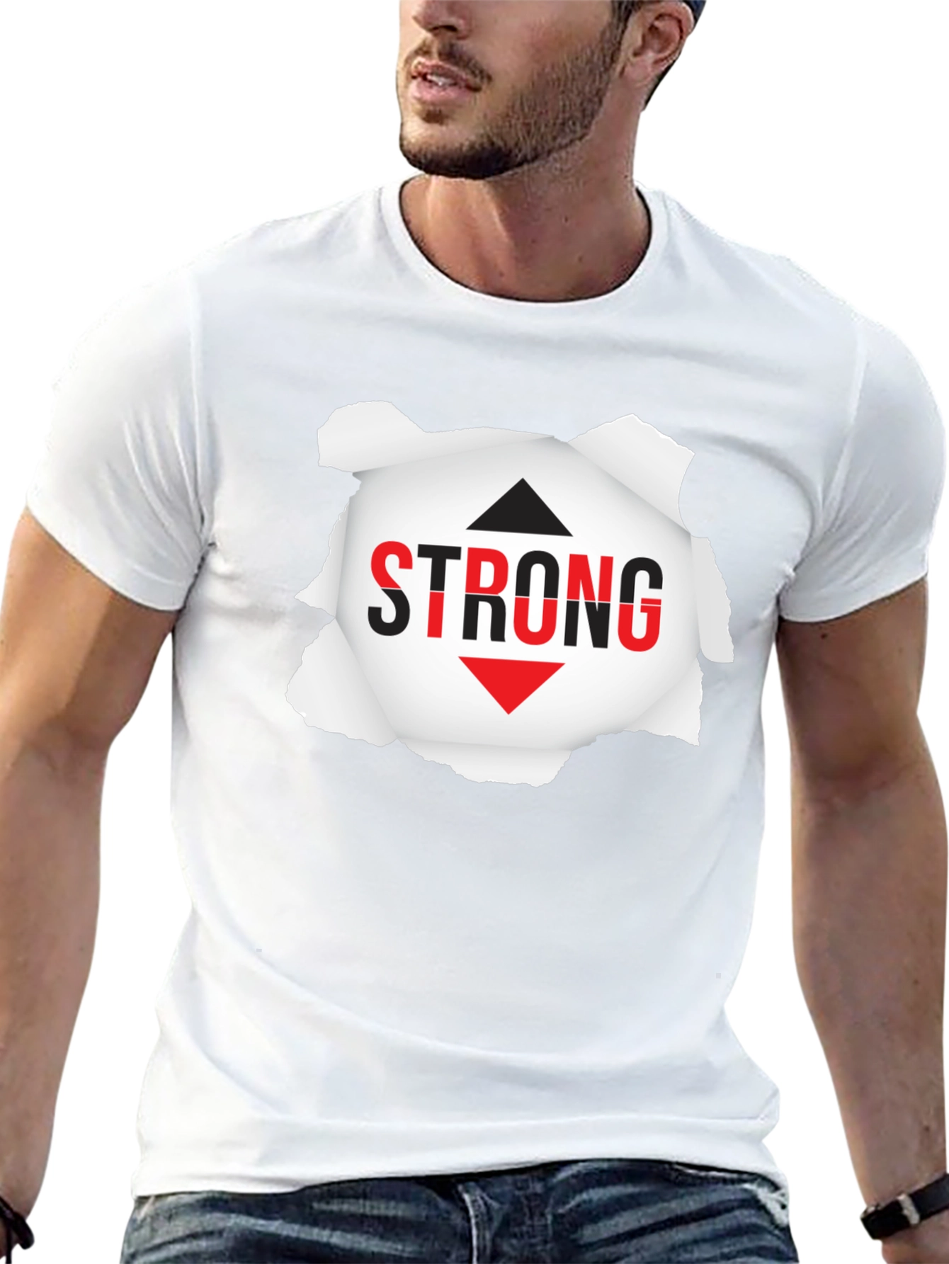 Black Strong Graphic Tee - Black Short Sleeve Shirt view 13