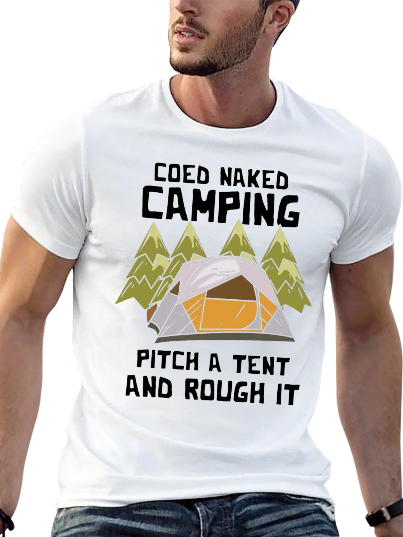 Black Coed Naked Camping Tent T-Shirt view 13