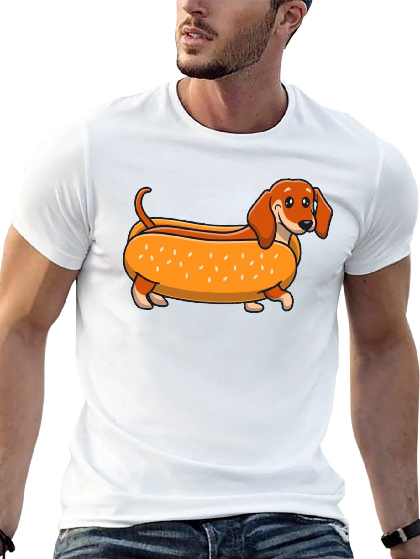 Black Dachshund Hot Dog T-Shirt view 13