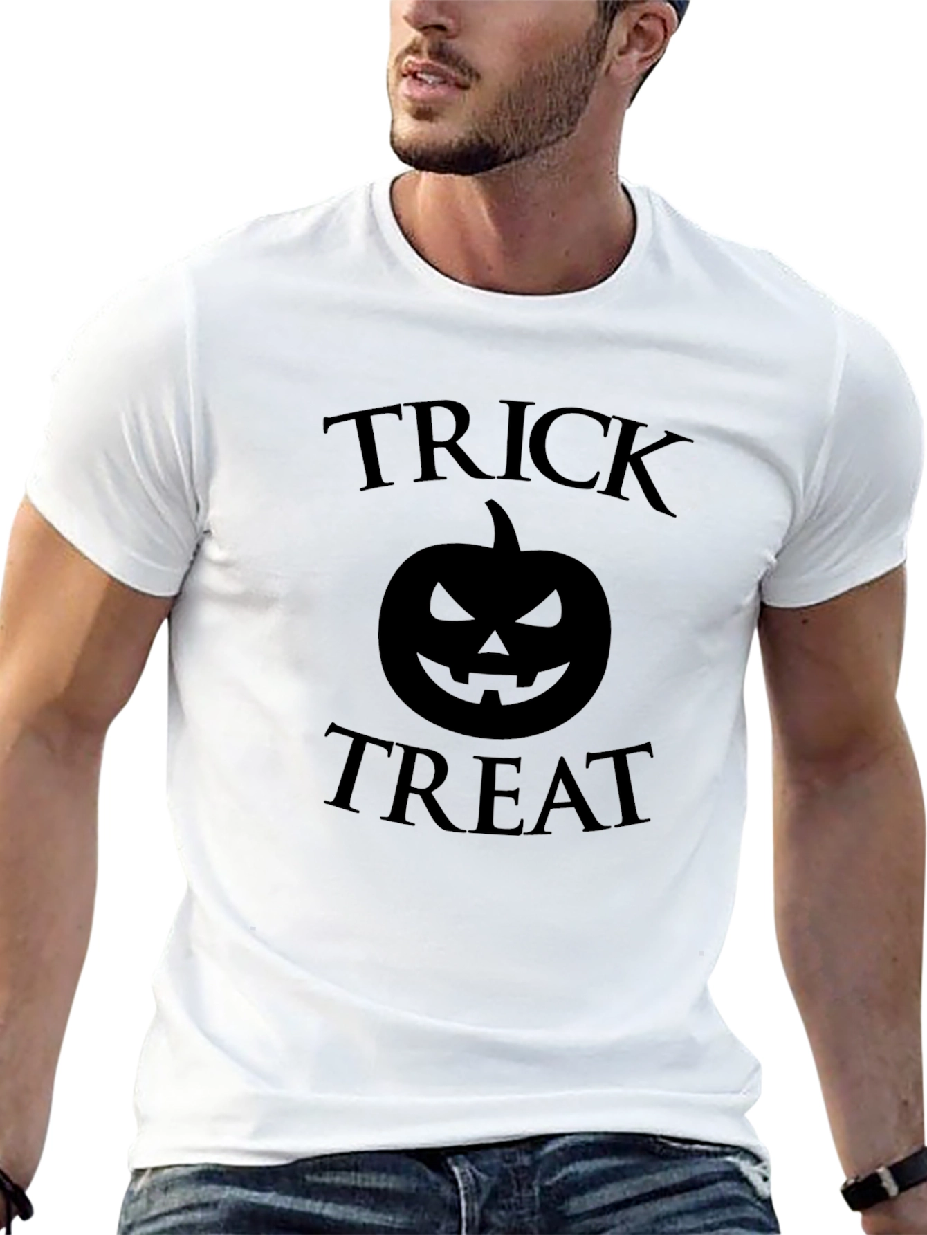 Black Trick or Treat Pumpkin Halloween T-Shirt view 13