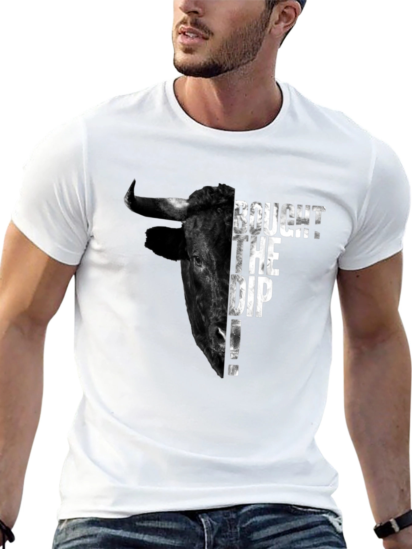 Black BOUGHT THE DIP! Bull Graphic Tee - Black view 13