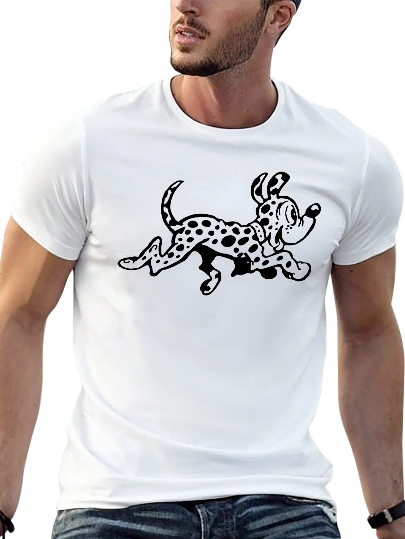 Black Cartoon Dalmatian Black T-Shirt view 13