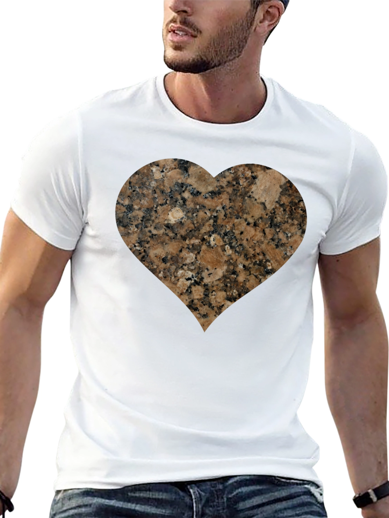 Black Granite Heart Tee - Unique Graphic T-Shirt view 13