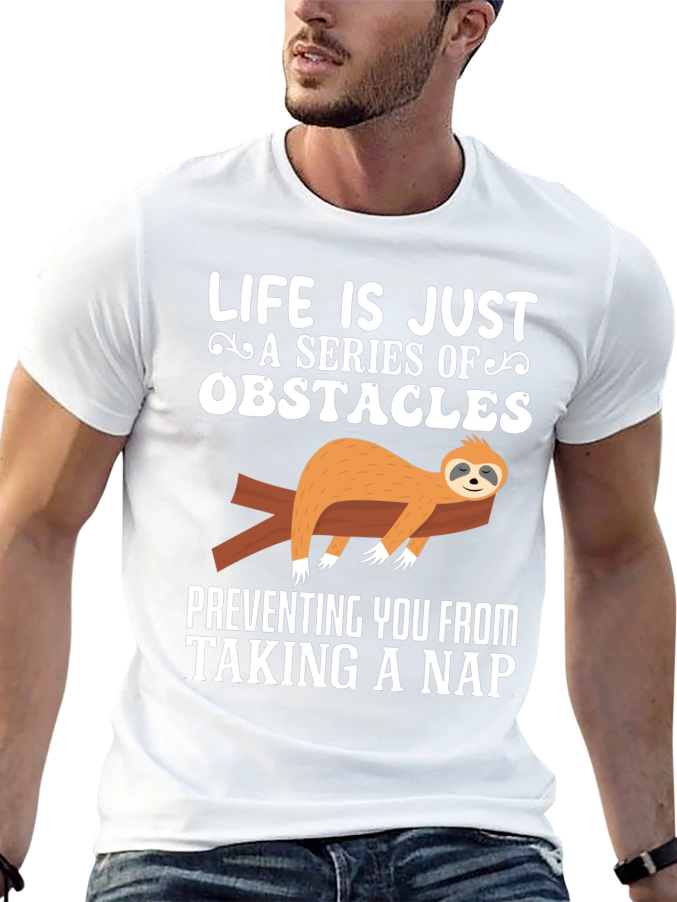 Black Life is Just a Series of Obstacles Sloth Nap T-Shirt view 13