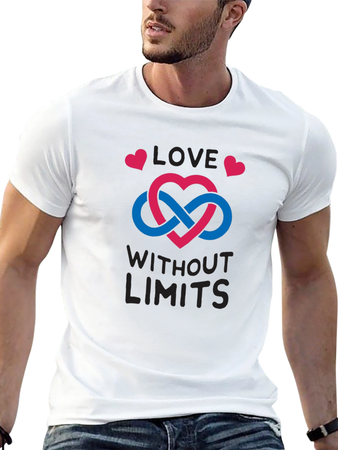 Black Love Without Limits T-Shirt - Infinity Heart Design view 13