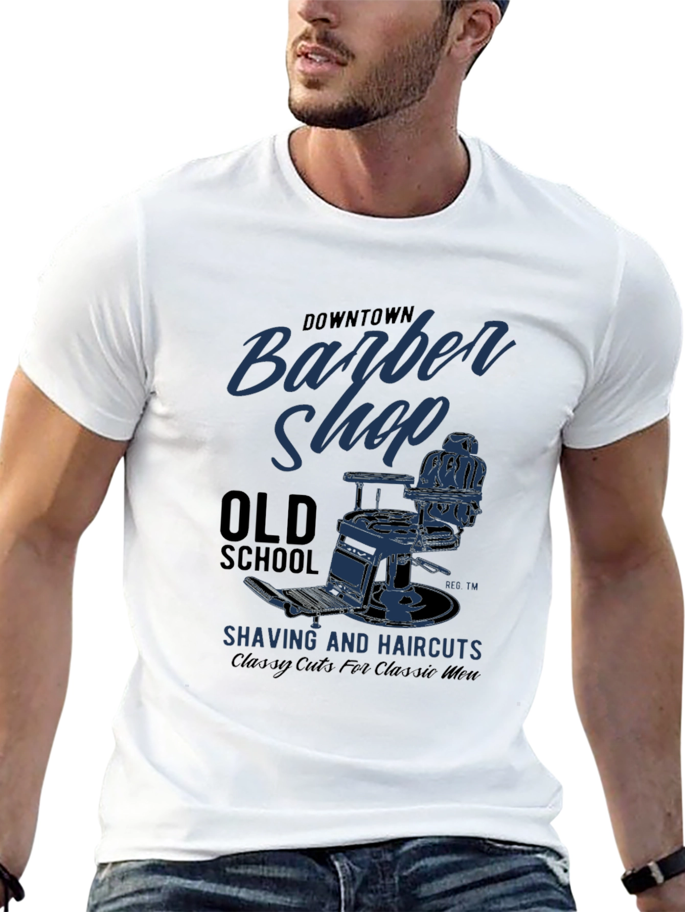 Black Downtown Barber Shop Old School Graphic T-Shirt view 13