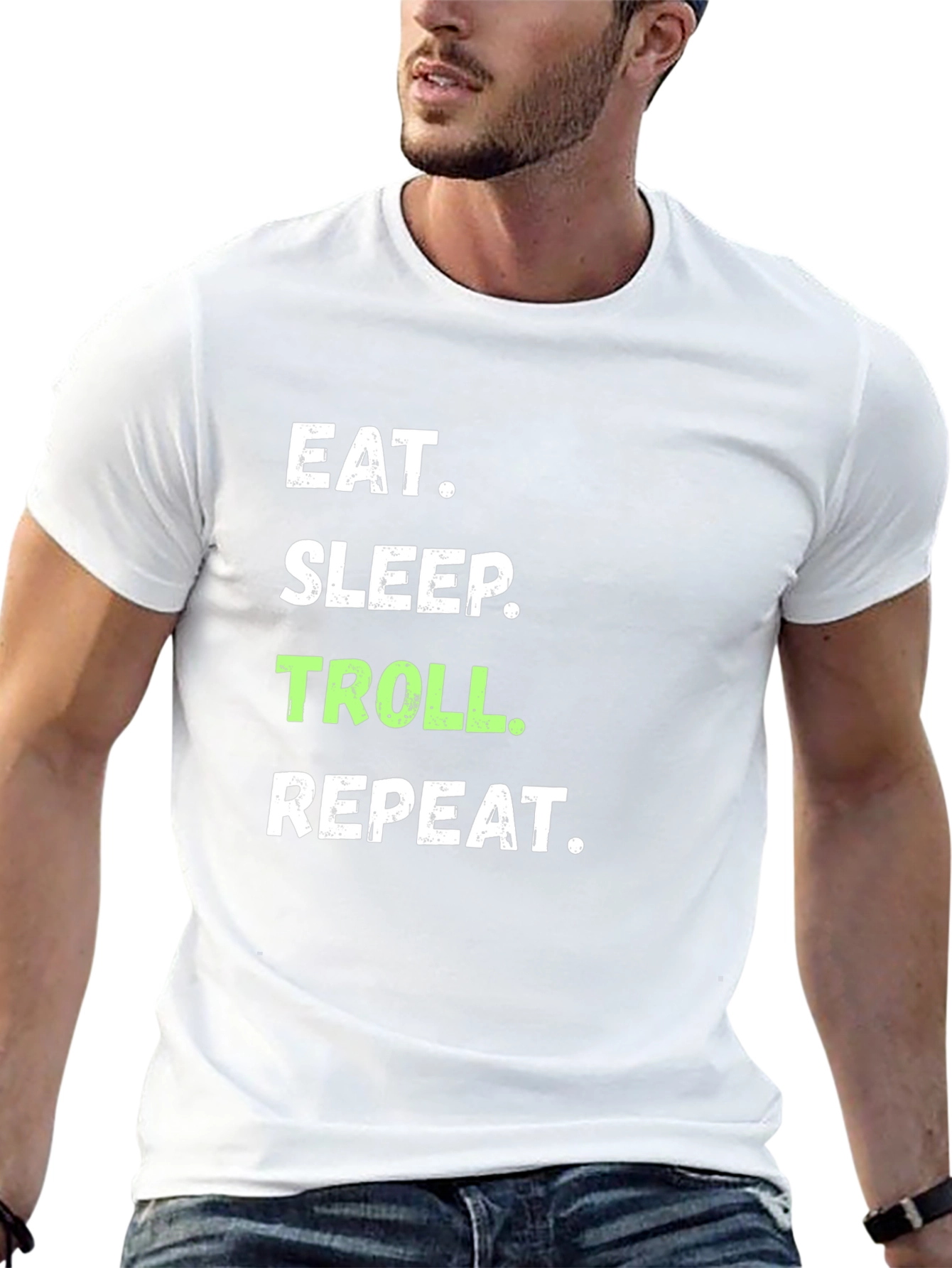 Black Eat Sleep Troll Repeat Graphic T-Shirt view 13