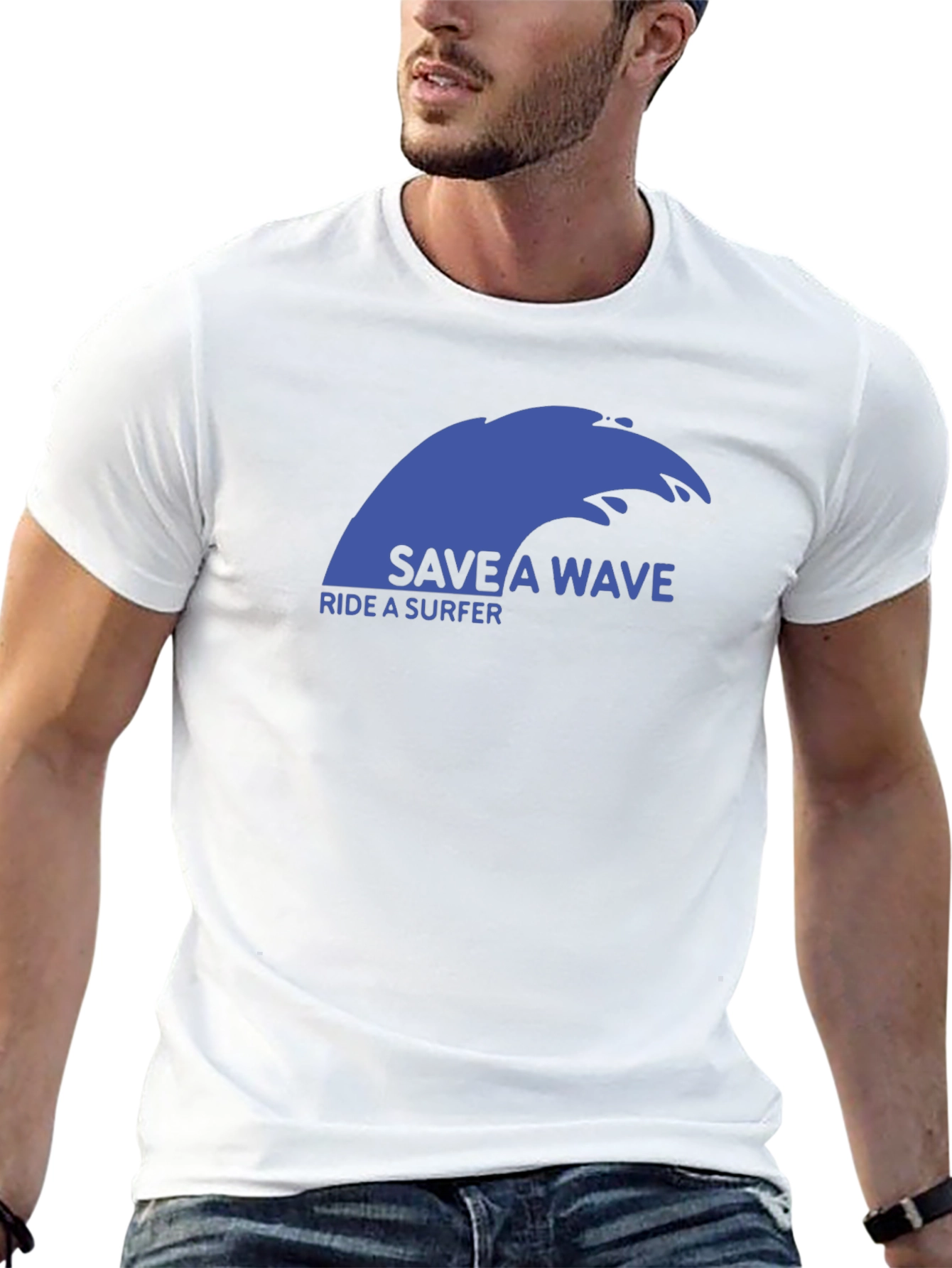 Black Save a Wave T-Shirt - Ride a Surfer! view 13