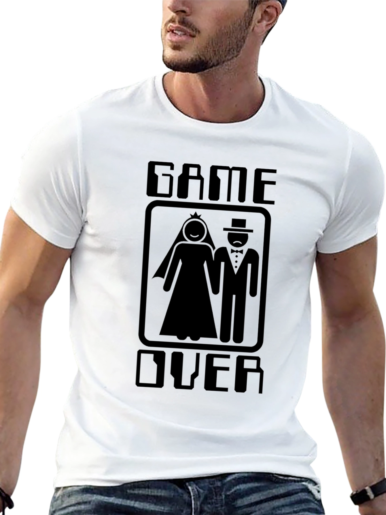 Black Game Over Wedding T-Shirt - Funny Groom Gift view 13