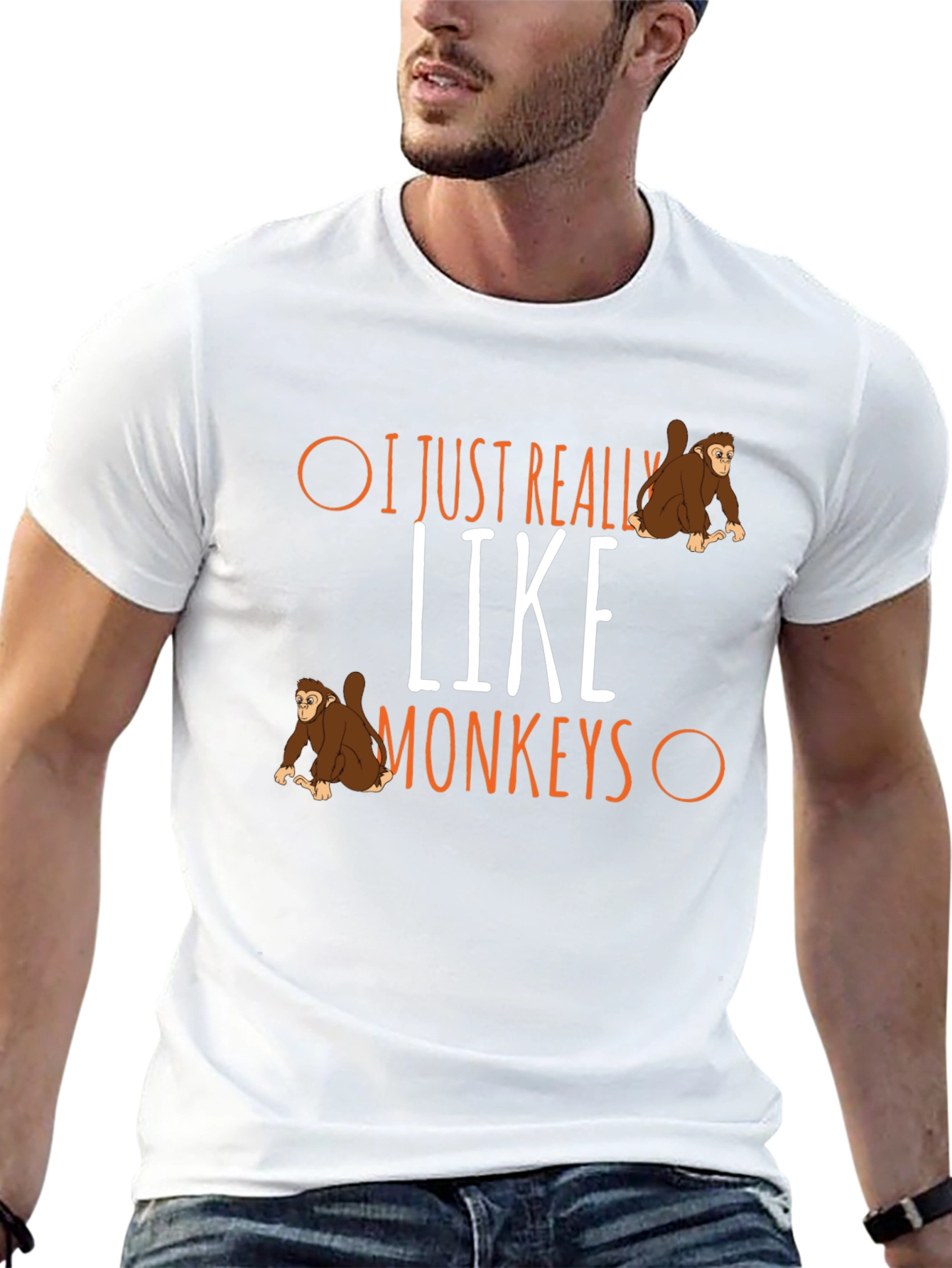 Black I Just Really Like Monkeys Graphic T-Shirt view 13
