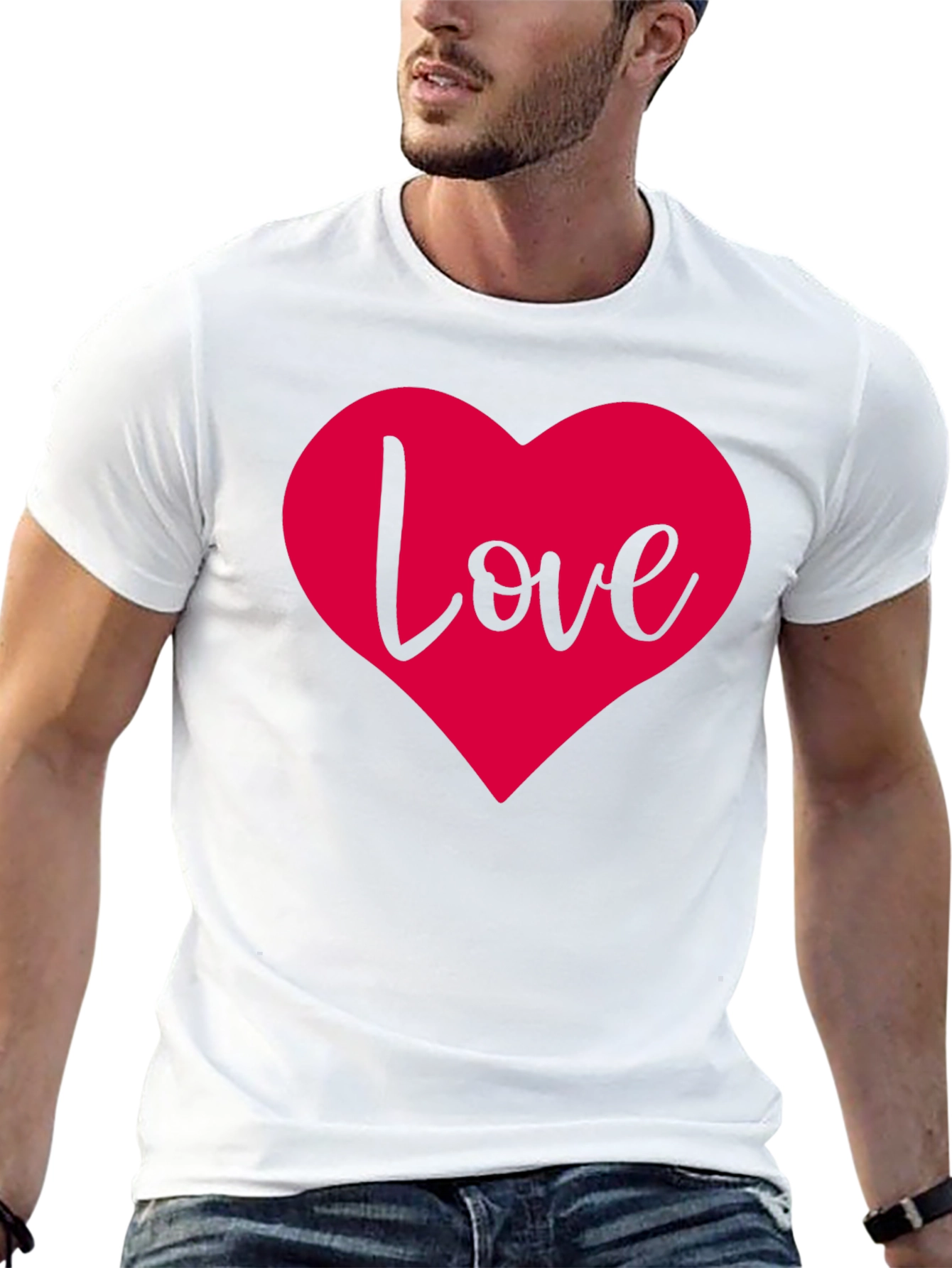 Black Love Heart Graphic Black T-Shirt view 13