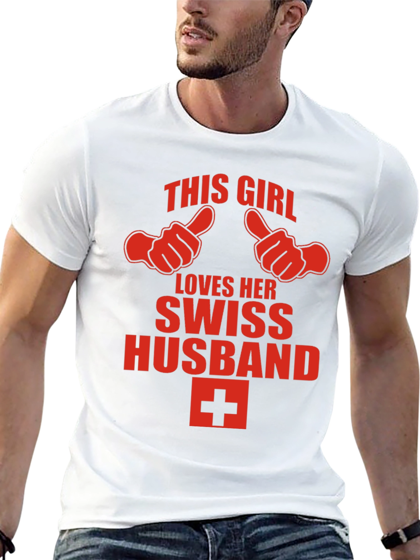 Black Funny Swiss Husband Graphic Tee view 13