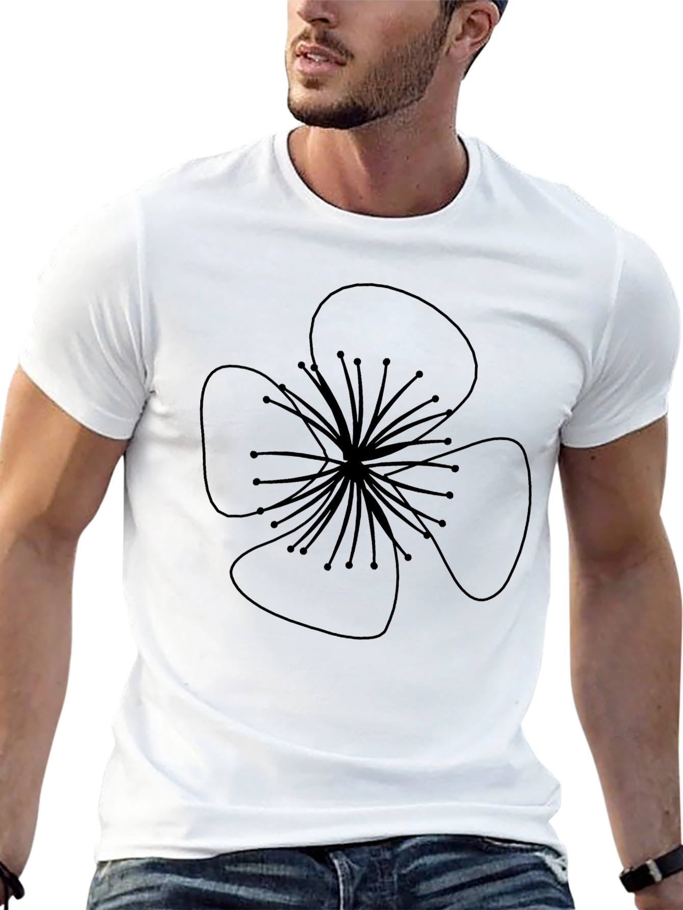 Black Black T-Shirt with Flower Design view 13