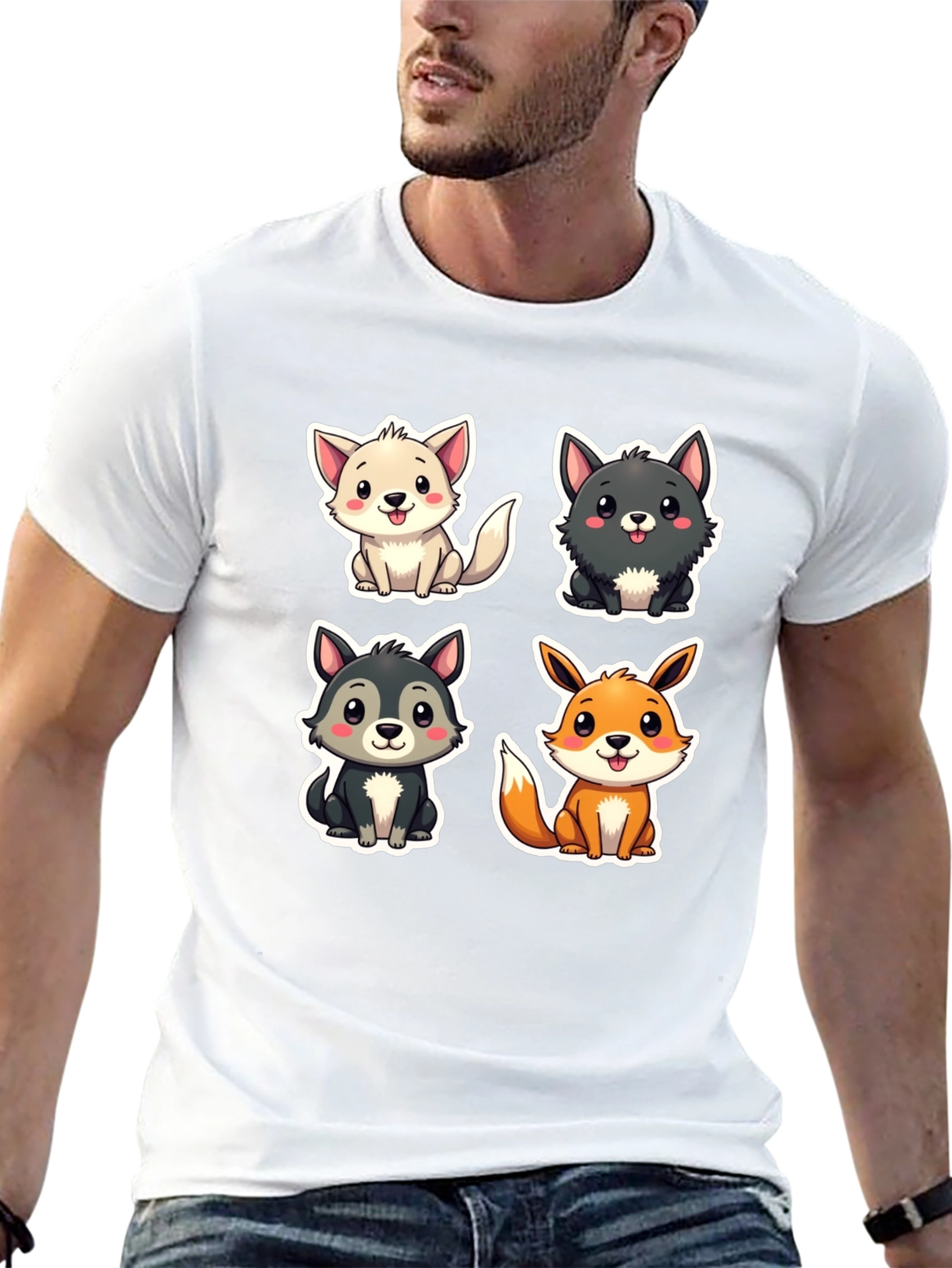 Black Cute Cartoon Animal T-Shirt view 13
