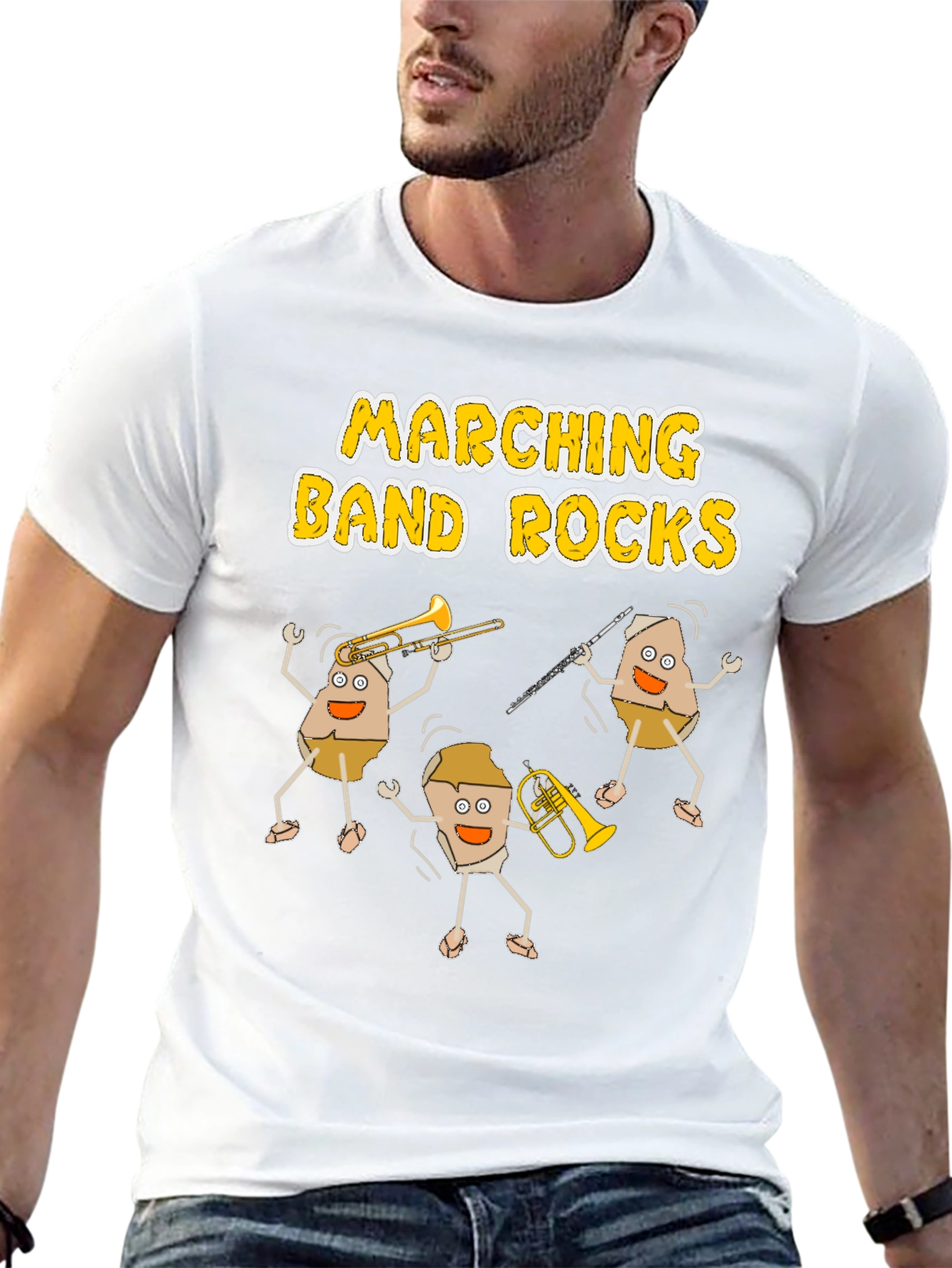 Black Marching Band Rocks Funny T-Shirt - Music Lover Tee view 13