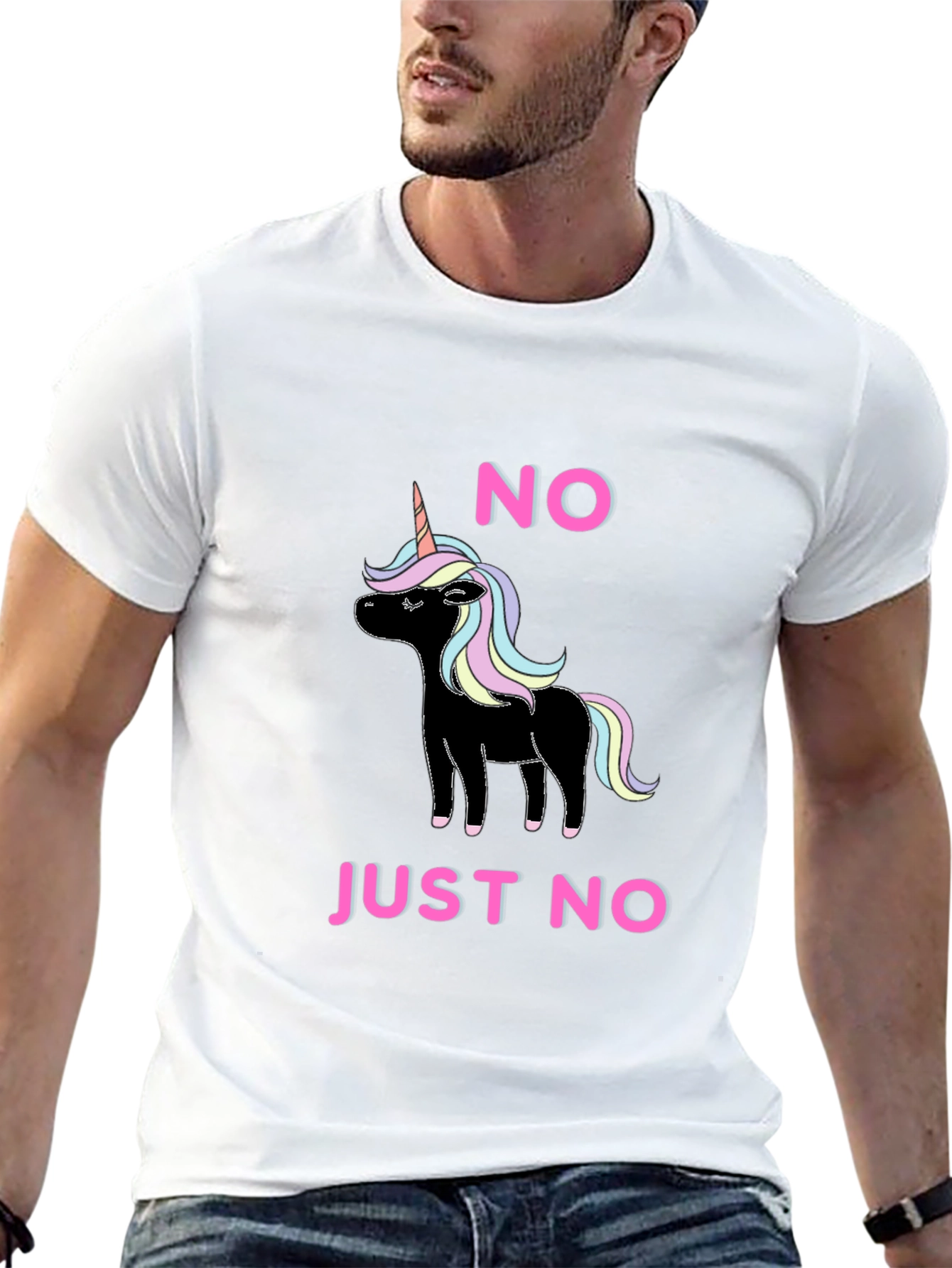 Black No Just No Unicorn T-Shirt Funny Graphic Tee view 13