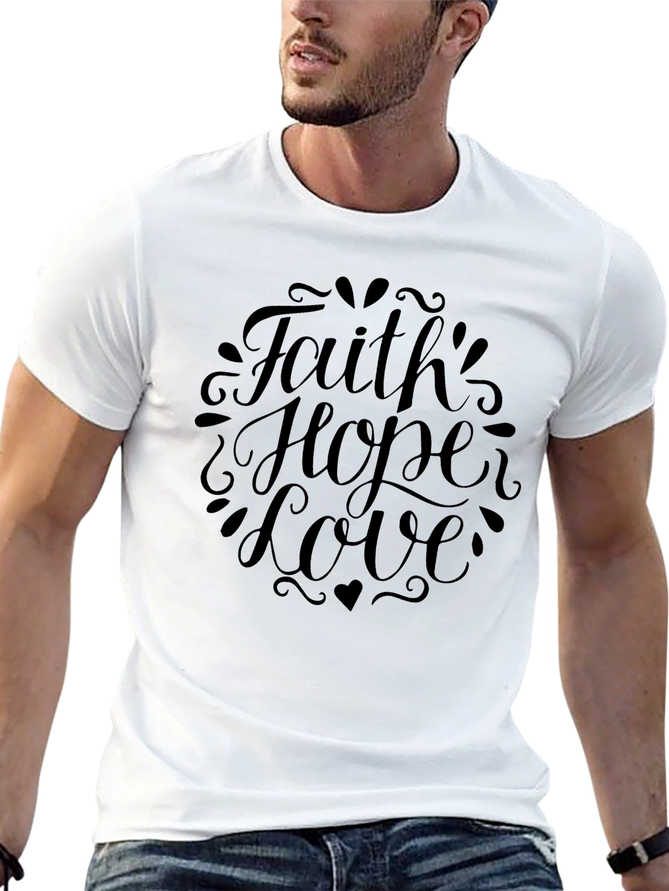 Black Faith Hope Love Graphic T-Shirt - Soft Cotton Tee view 13