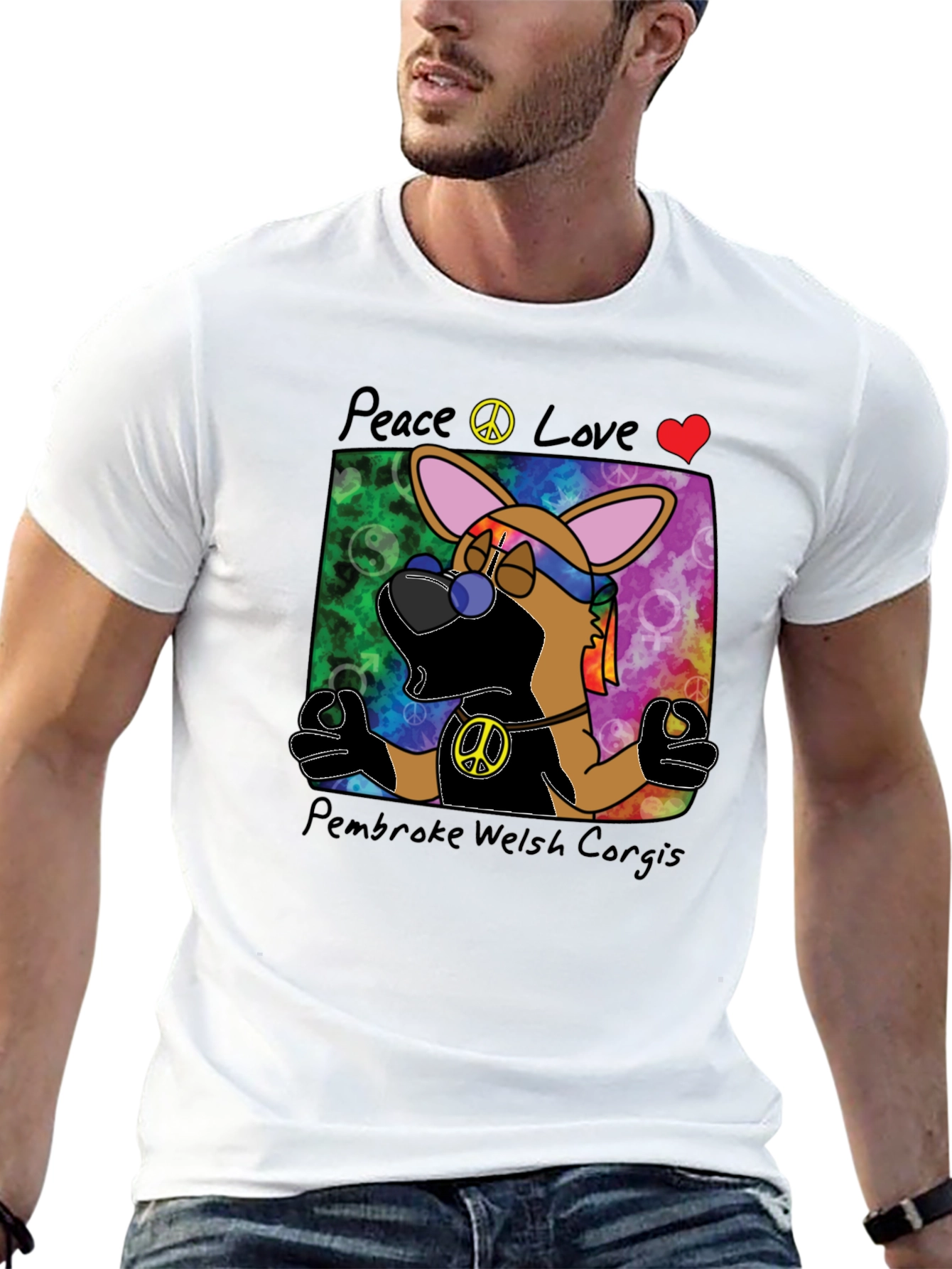 Black Peace Love Corgi T-Shirt view 13