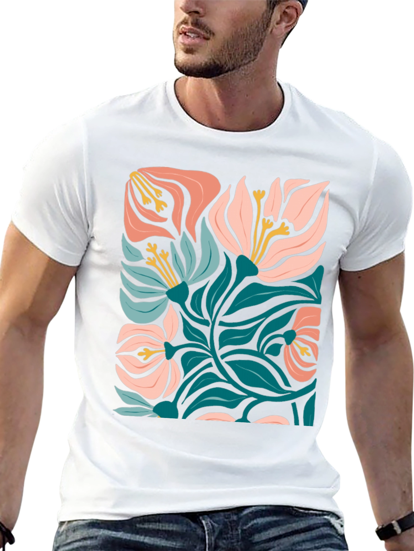 Black Floral Graphic Print Black T-Shirt view 13